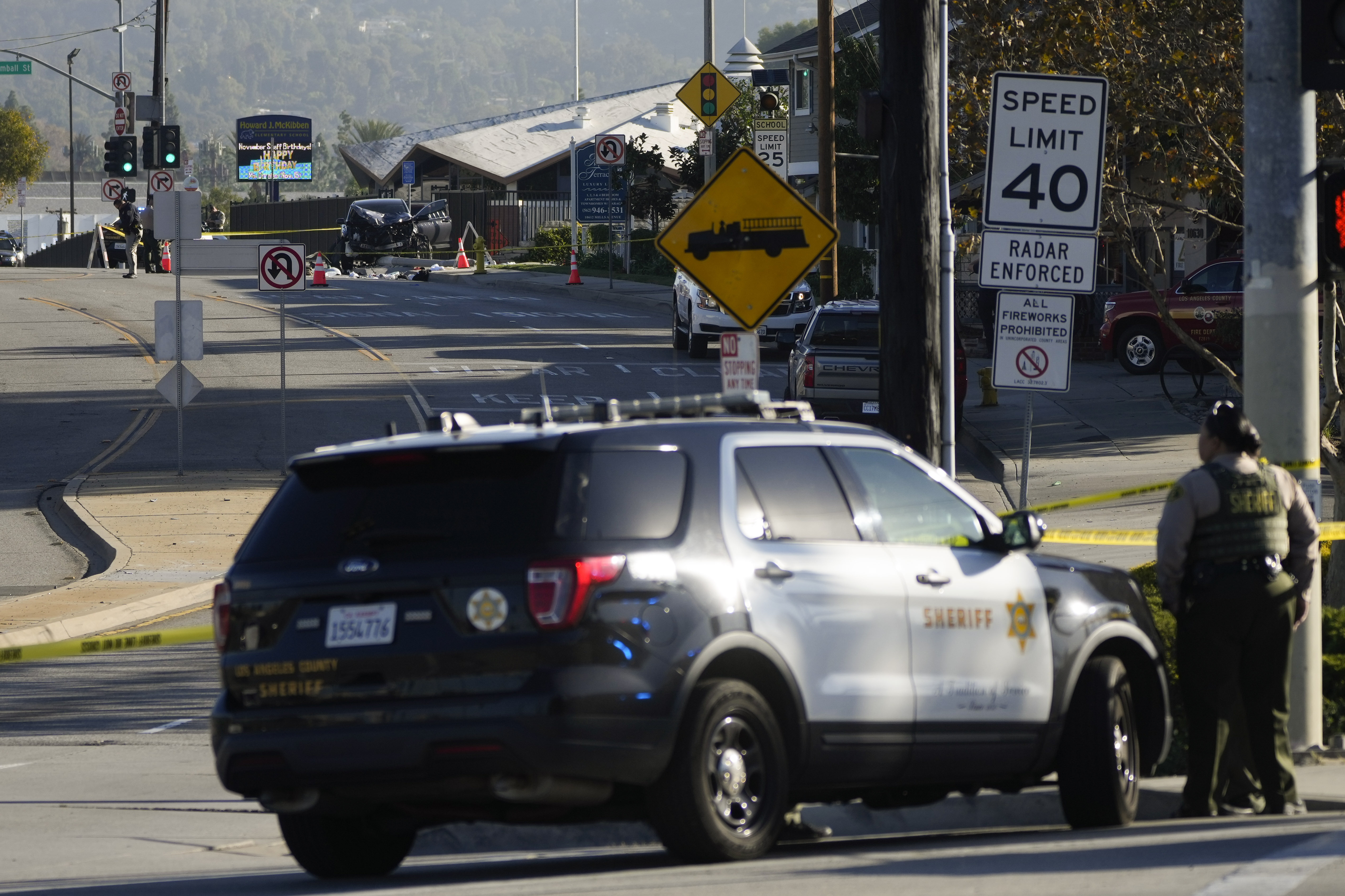 Car crashes into Los Angeles sheriff's department recruits on