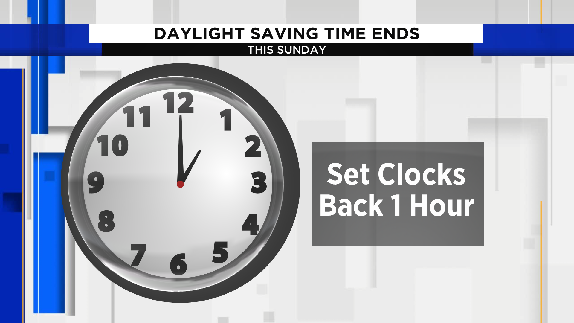 Daylight savings time change starts Sunday with “fall back” extra hour