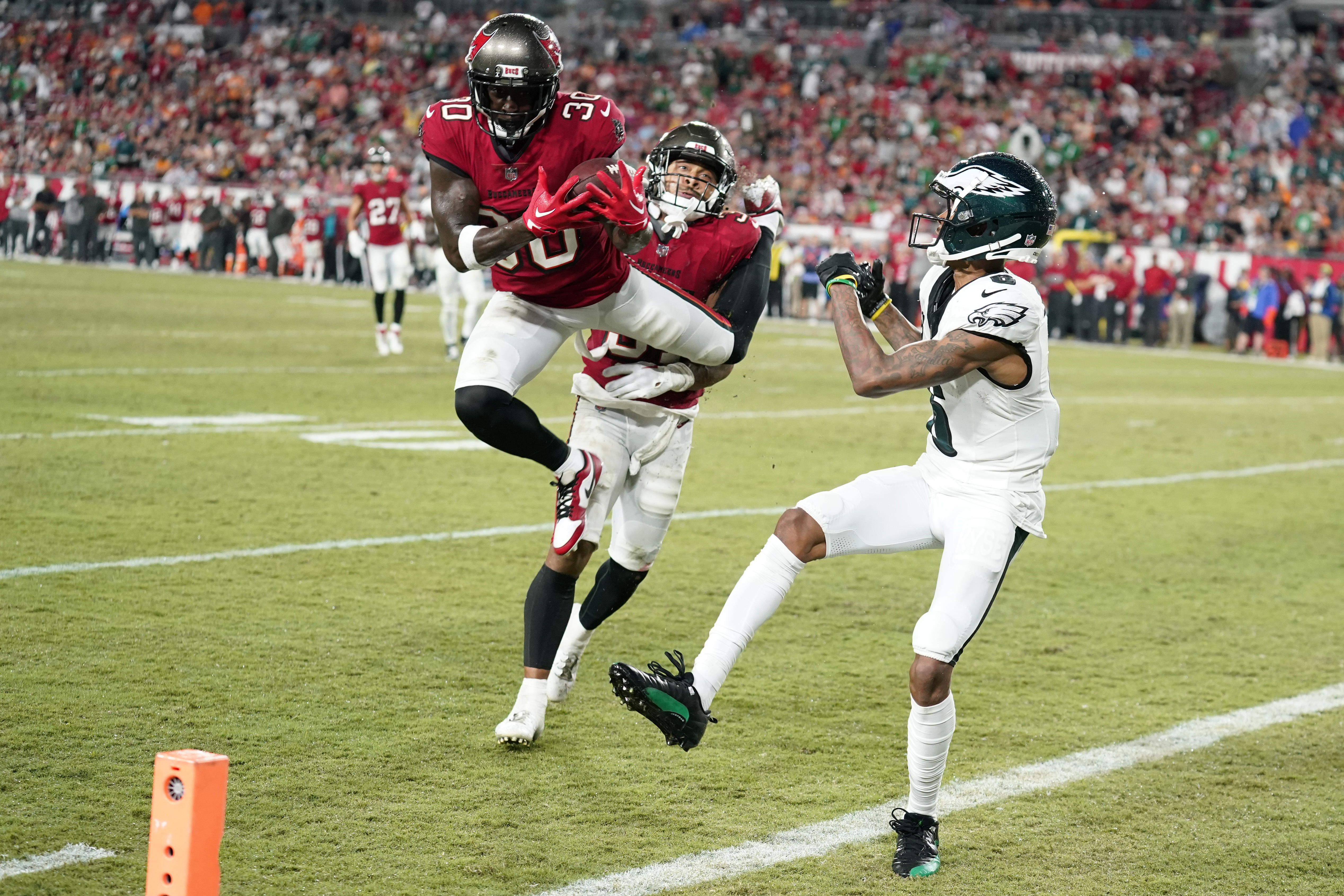 Jalen Hurts throws for TD, runs for another as Eagles thump Buccaneers 25-11  to remain unbeaten, Football