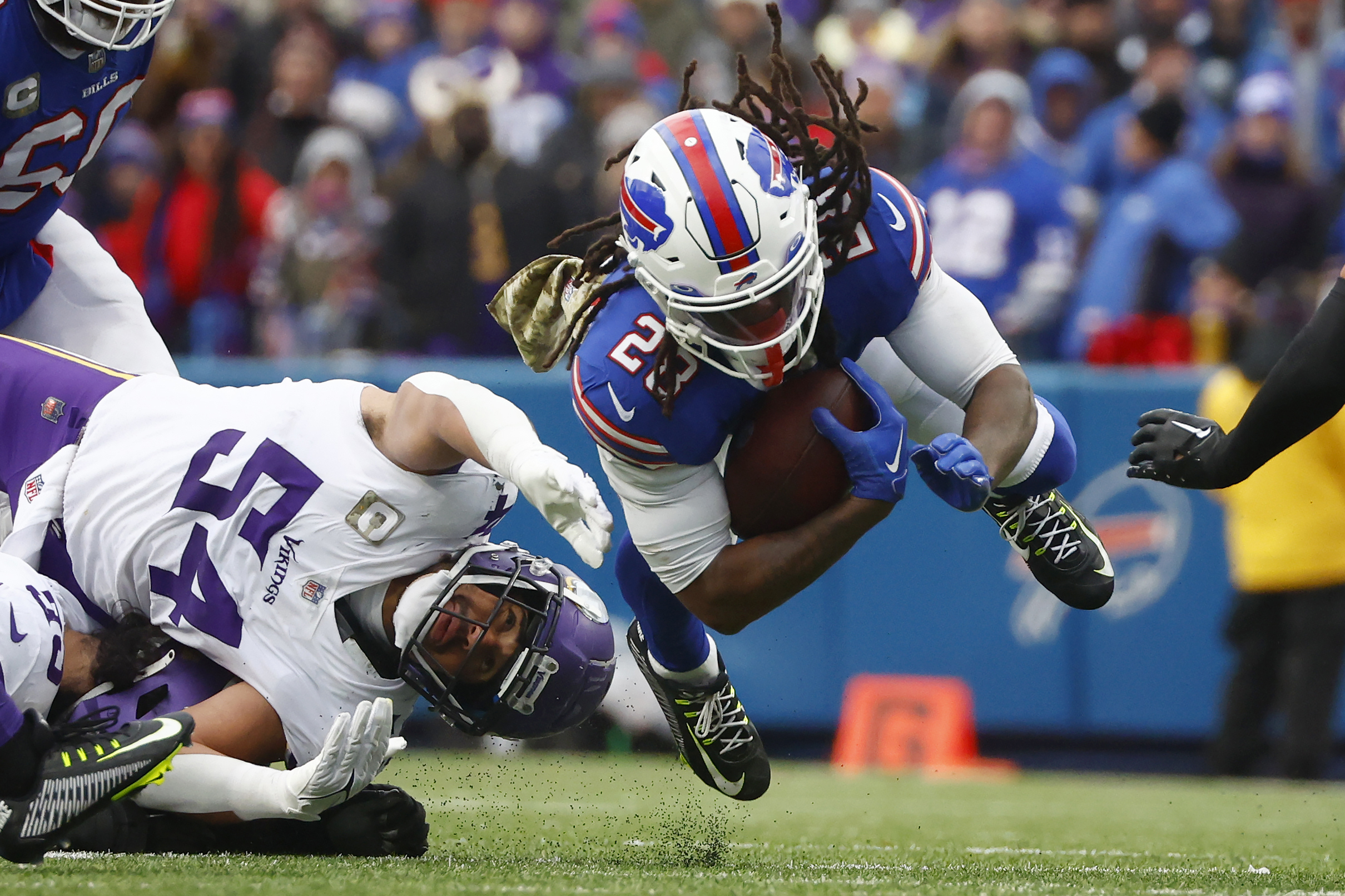 Vikings cornerback Akayleb Evans had an interception in his hands. It  turned into a touchdown.