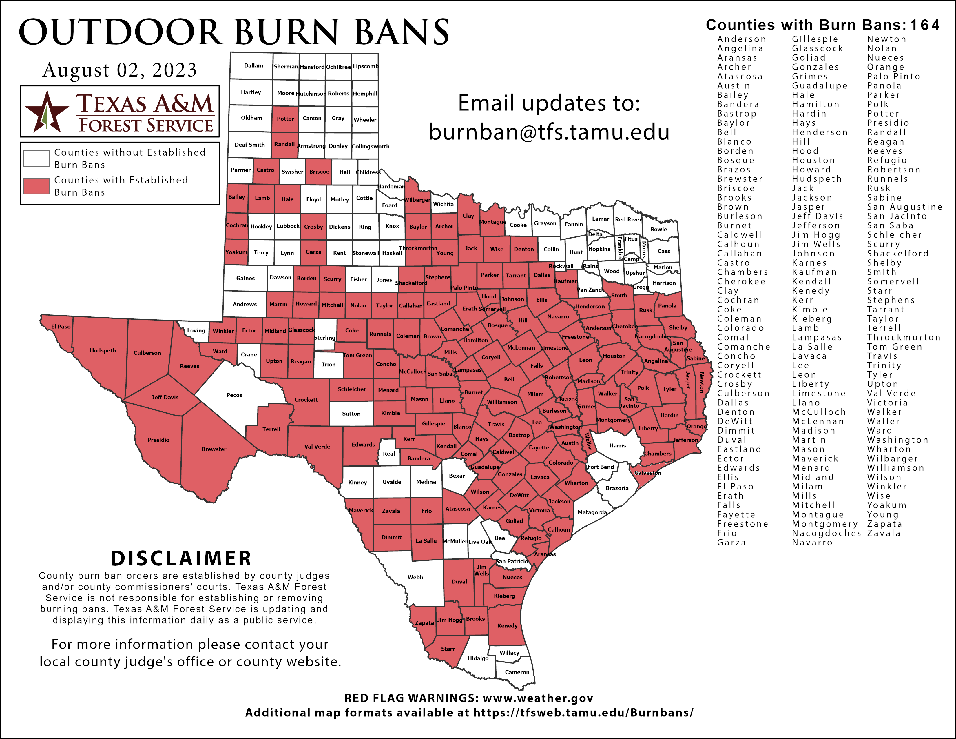 Here are the latest water restrictions and burn bans