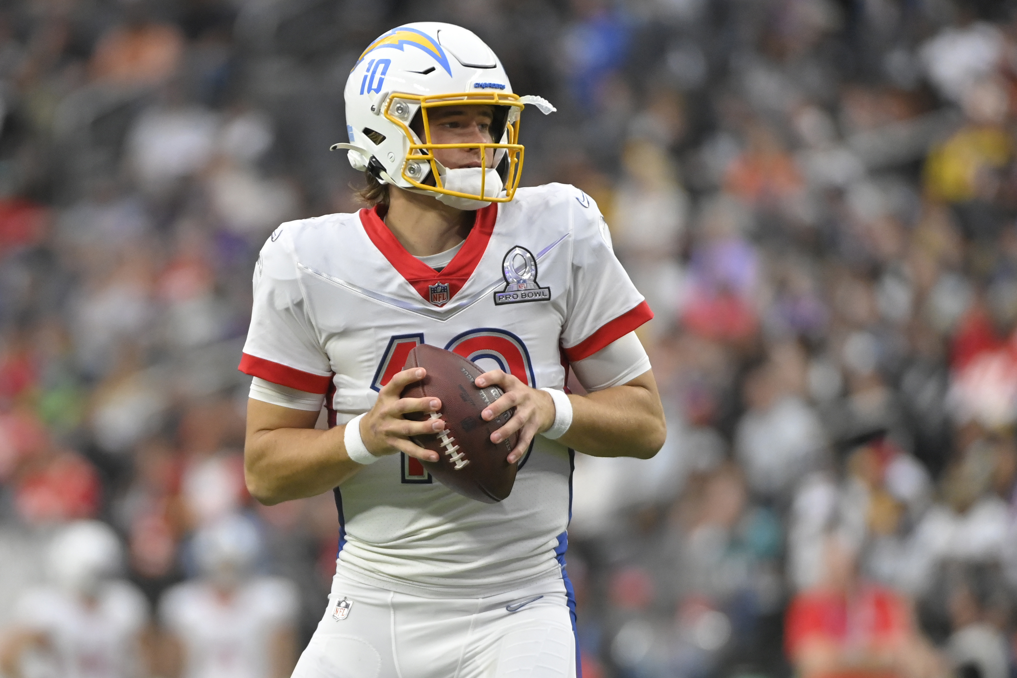 AFC defensive end Maxx Crosby of the Las Vegas Raiders (98) during the  first half of the Pro Bowl NFL football game, Sunday, Feb. 6, 2022, in Las  Vegas. (AP Photo/Rick Scuteri