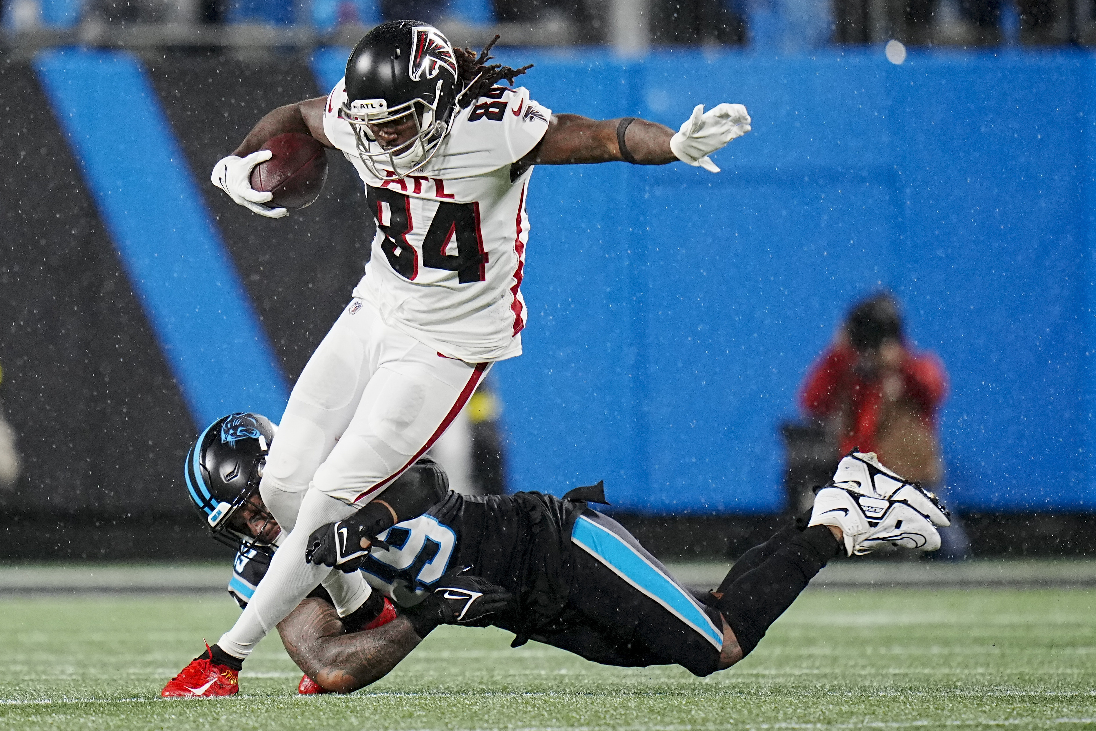 D'Onta Foreman leads Carolina Panthers past rival Atlanta Falcons in rain