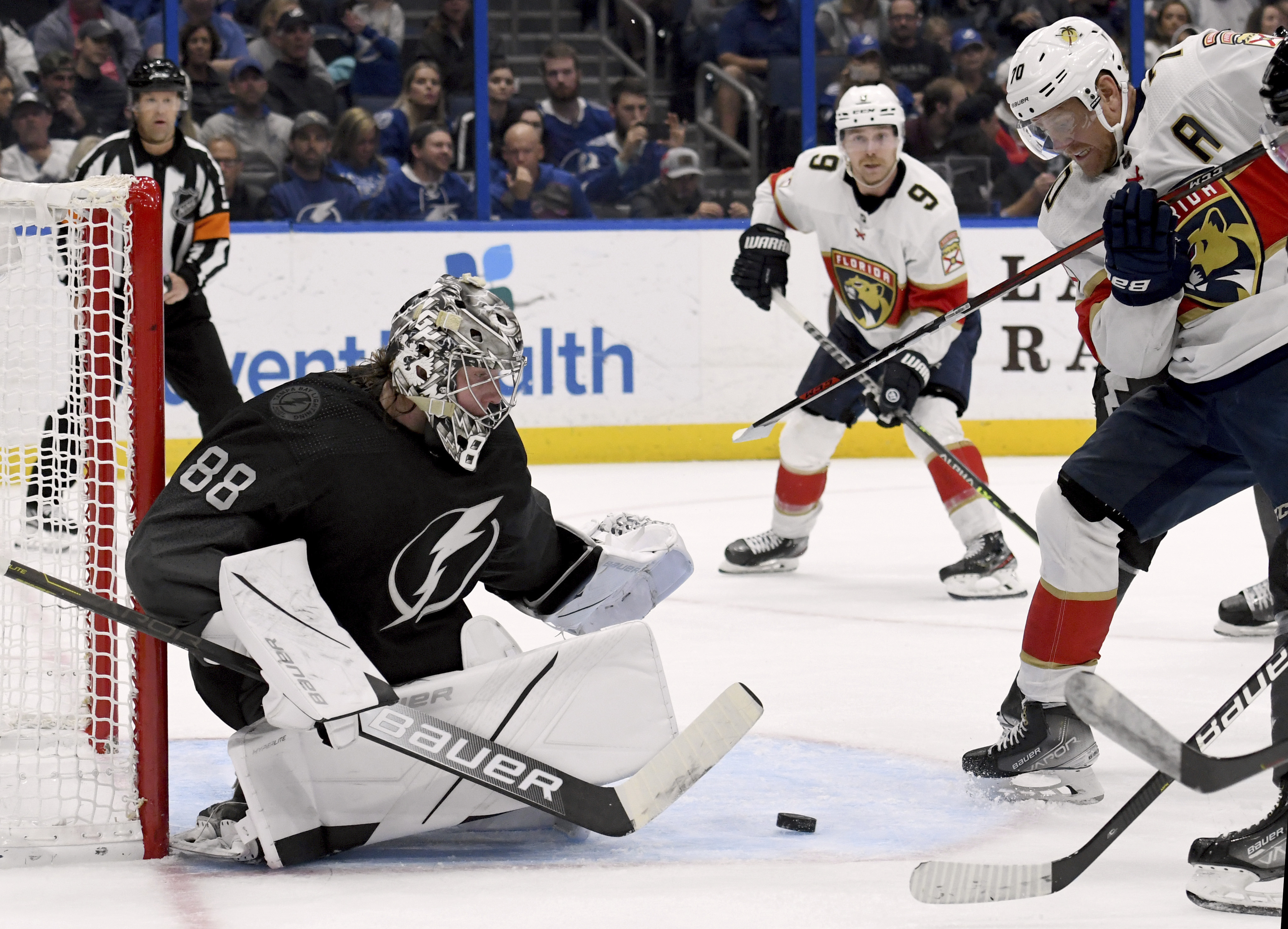 Florida Panthers left wing Anthony Duclair takes the puck down the ice  during the third period of an NHL hockey game against the New Jersey  Devils, Thursday, Nov. 18, 2021, in Sunrise