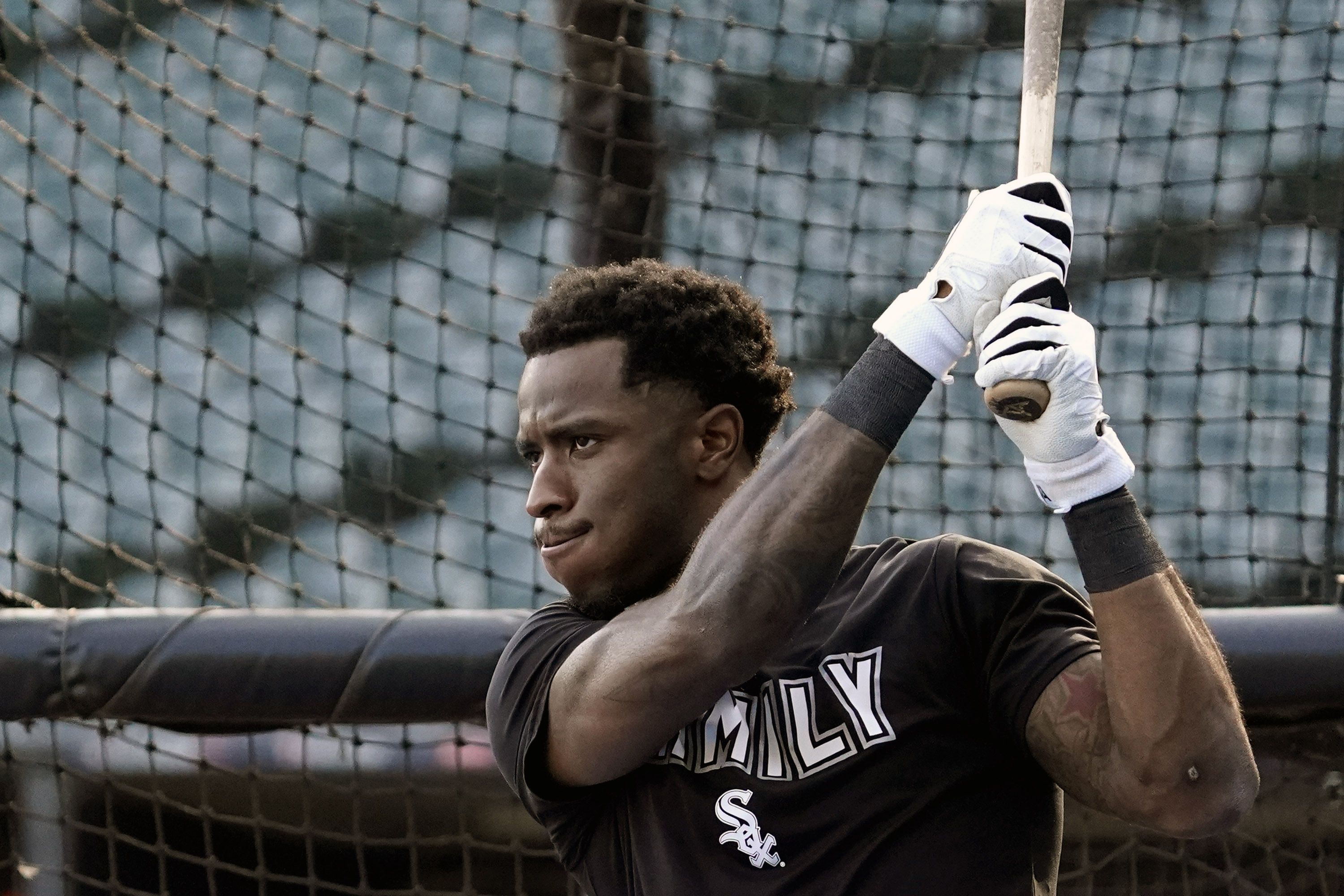 Chicago White Sox starting pitcher Dylan Cease throws to a Houston Astros  batter during the first inning of a baseball game in Chicago, Friday, July  16, 2021. (AP Photo/Nam Y. Huh Stock