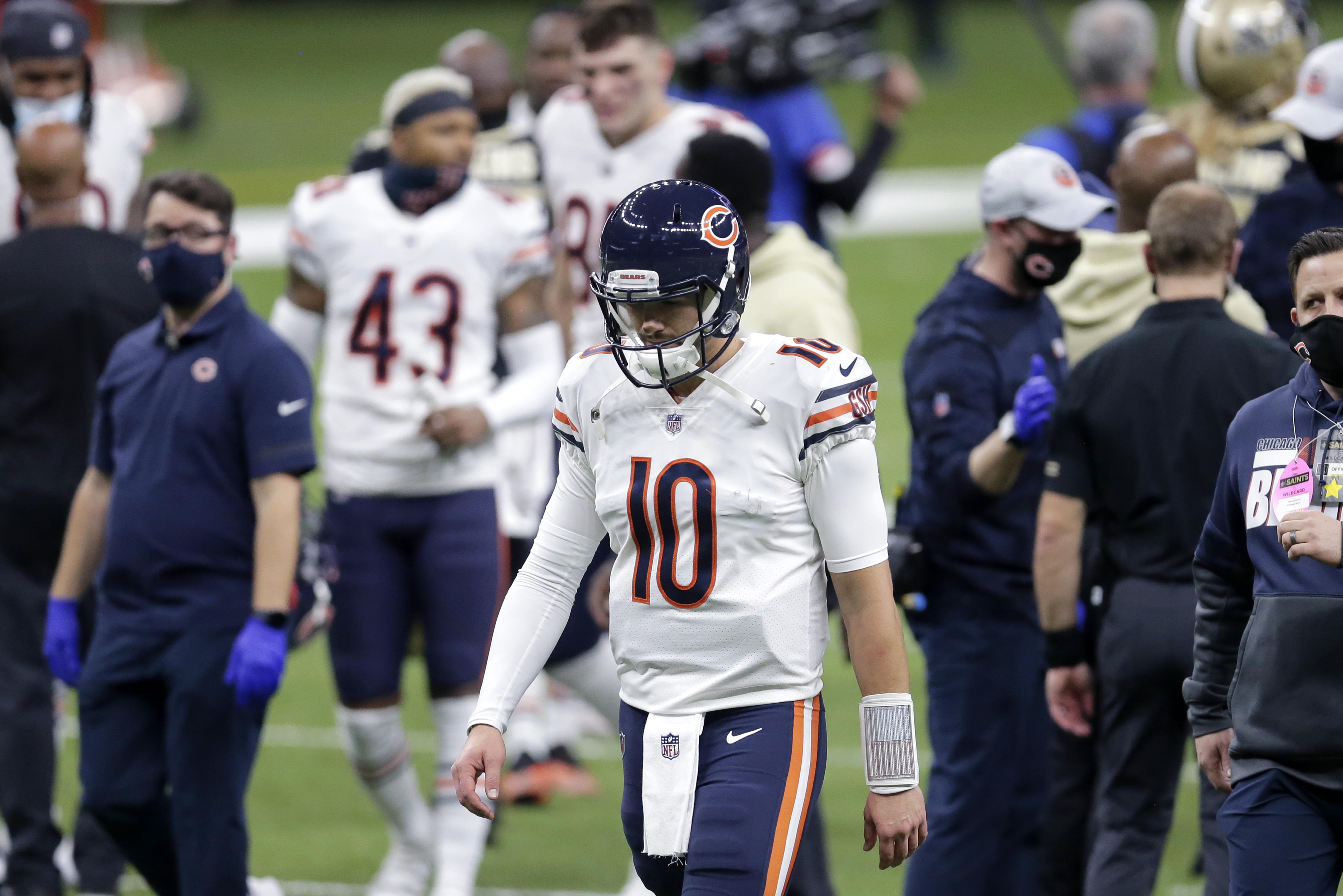 New Orleans Saints quarterback Taysom Hill (7) during an NFL wild-card  playoff football game against the Chicago Bears, Sunday, Jan. 10, 2021, in New  Orleans. The Saints defeated the Bears 21-9. (AP