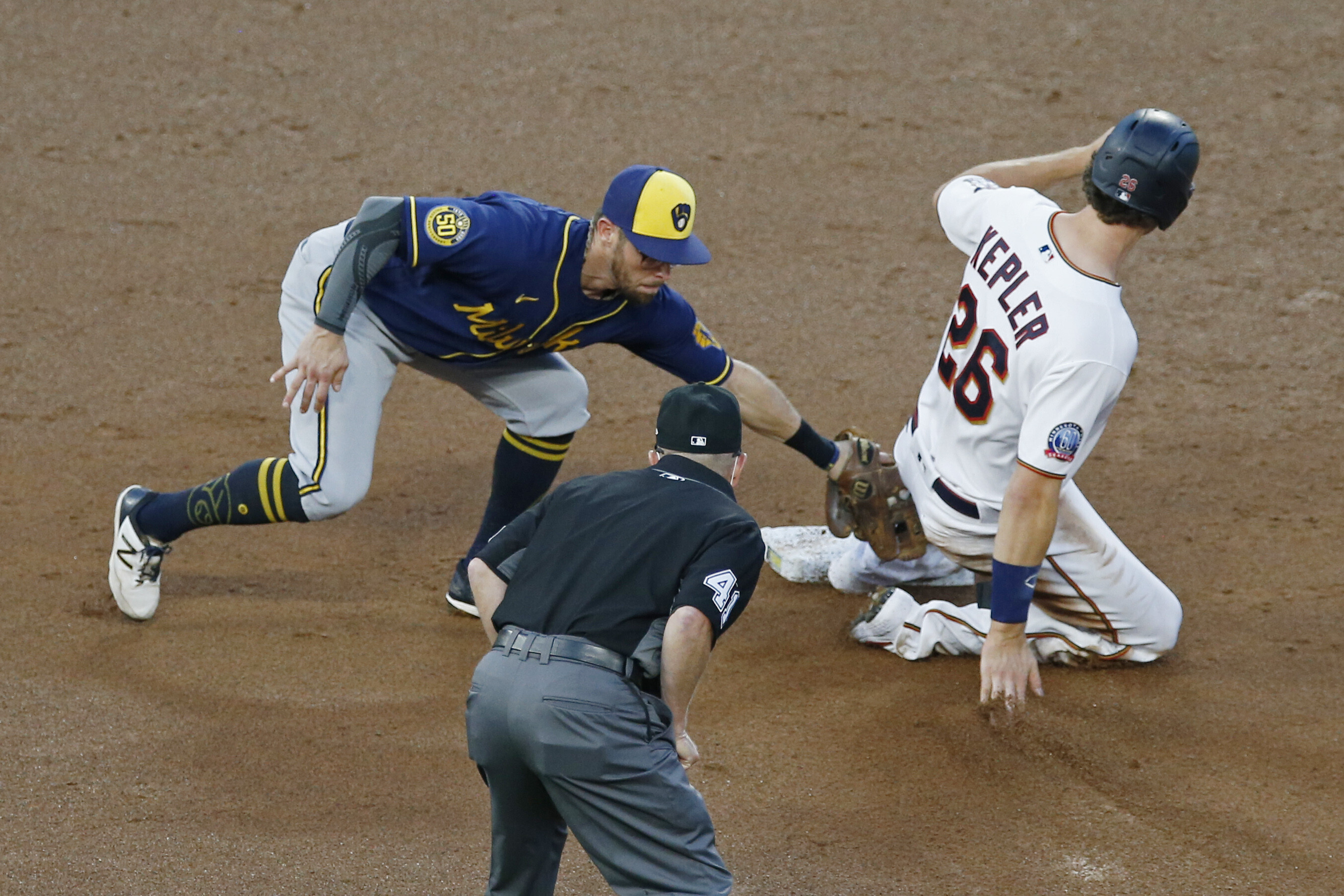 Maeda's no-hitter ends in 9th; Twins top Brewers 4-3 in 12 - The San Diego  Union-Tribune