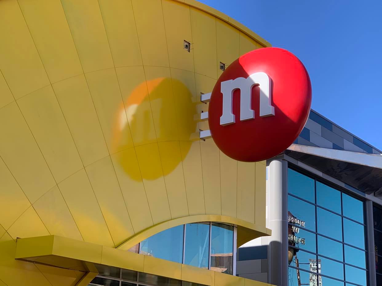 This wall of m&m's at the new m&m Store at Disney Springs is a