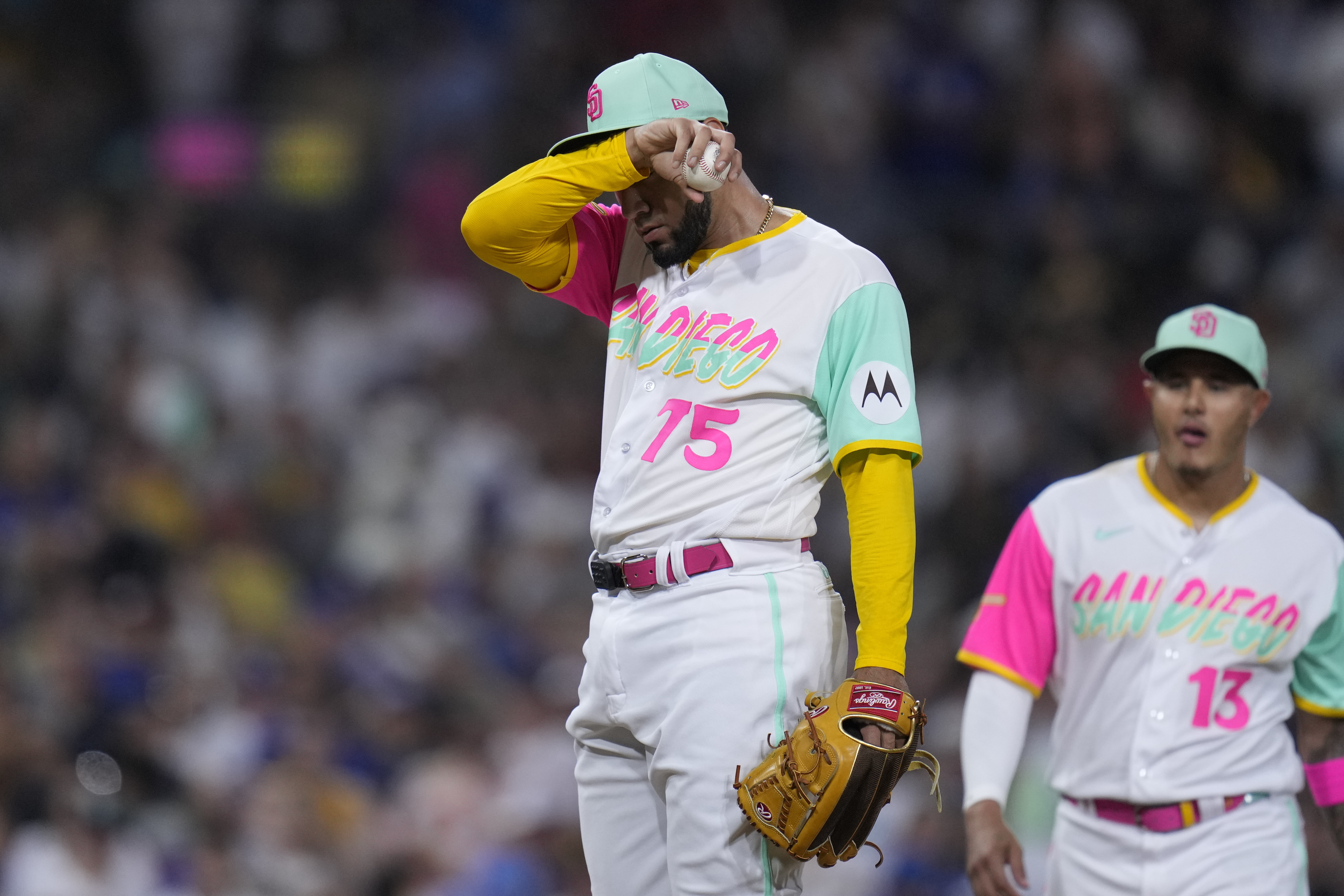 San Diego Padres' Ji Man Choi batting during the seventh inning of a  baseball game against the Los Angeles Dodgers, Friday, Aug. 4, 2023, in San  Diego. (AP Photo/Gregory Bull Stock Photo 