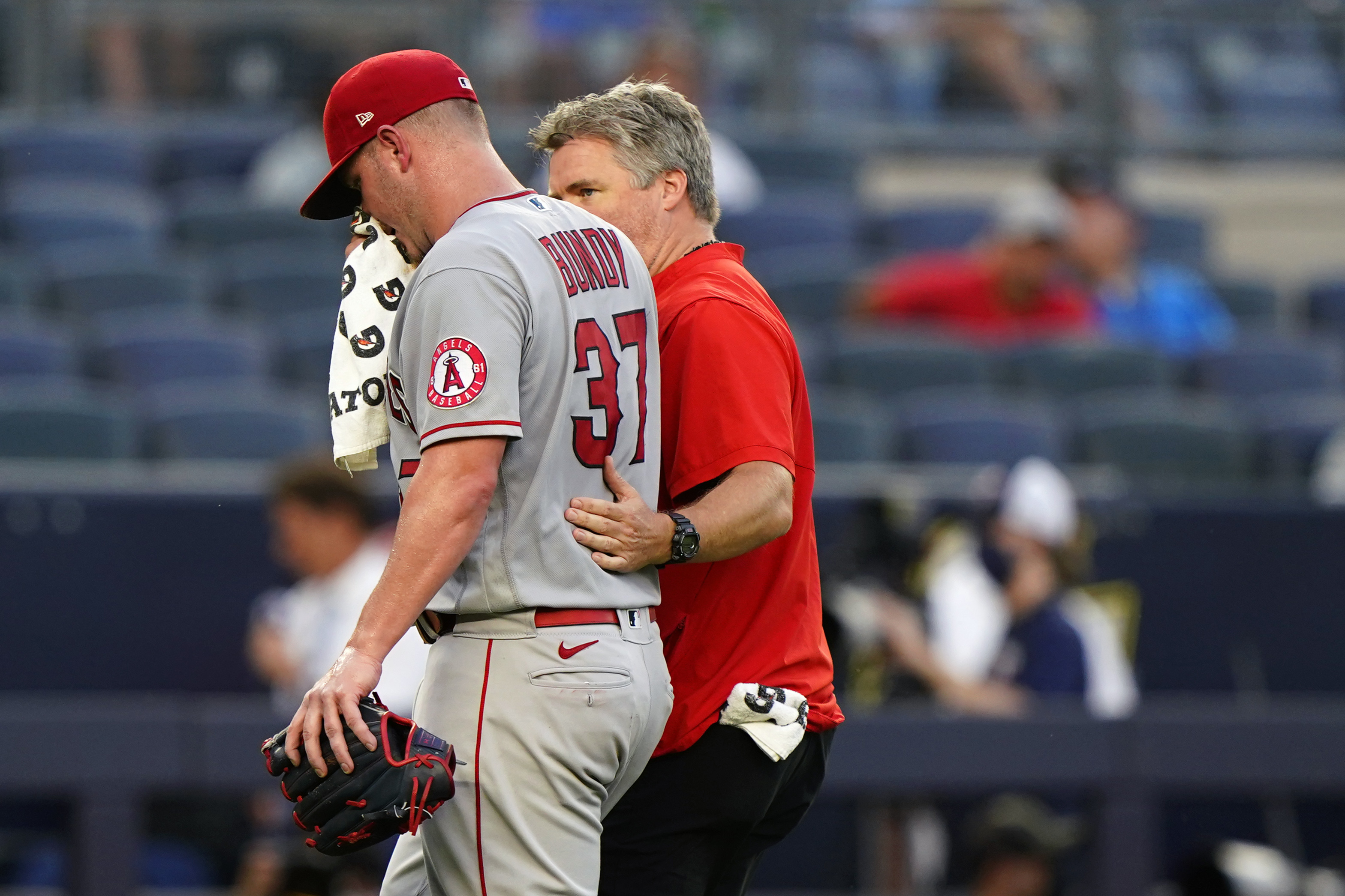 Los Angeles Angels' Gio Urshela (10) hits an RBI single during the eighth  inning of a baseball game against the New York Yankees Wednesday, April 19,  2023, in New York. (AP Photo/Frank