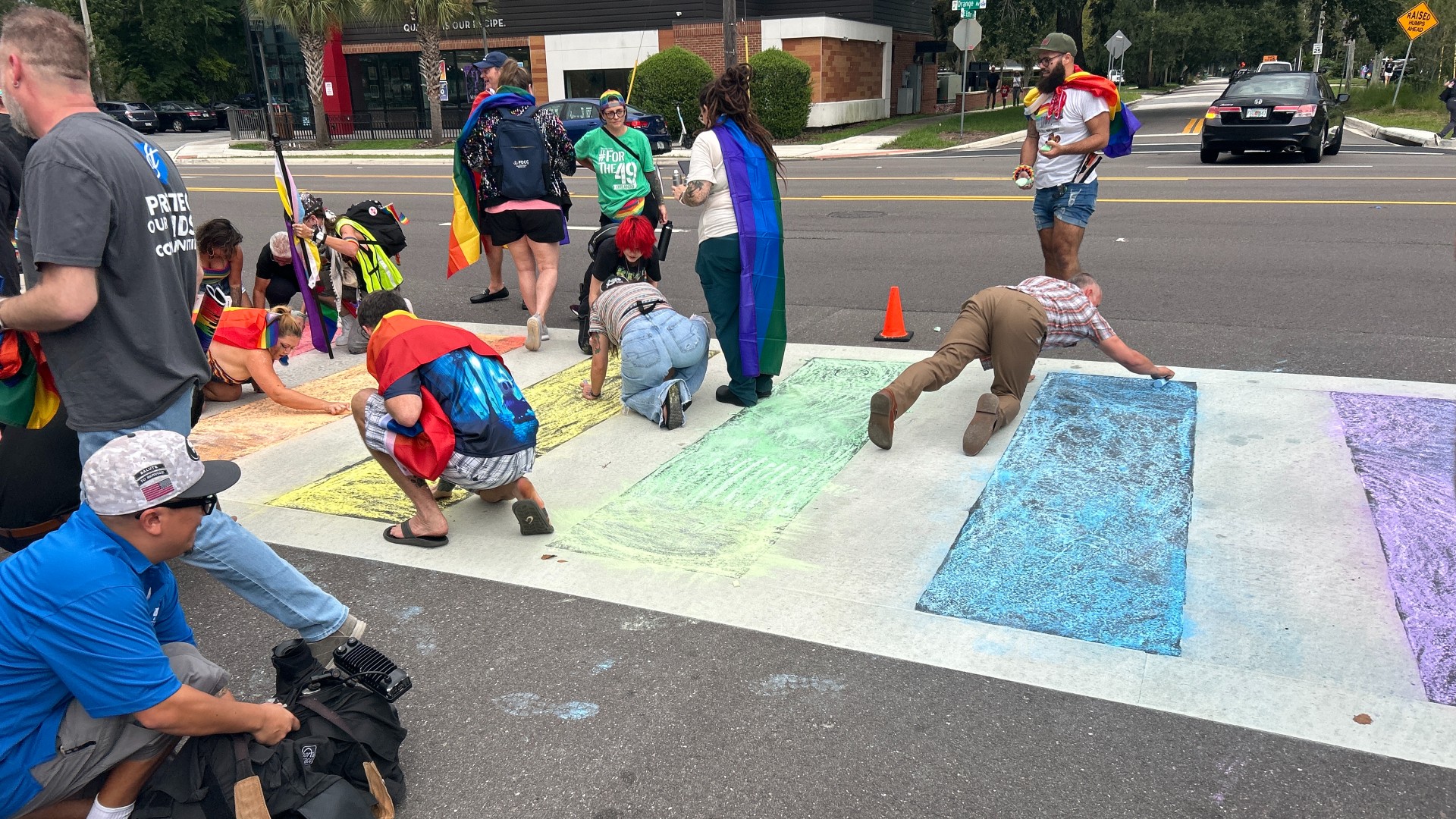Florida cities race to save rainbow crosswalks as the state's