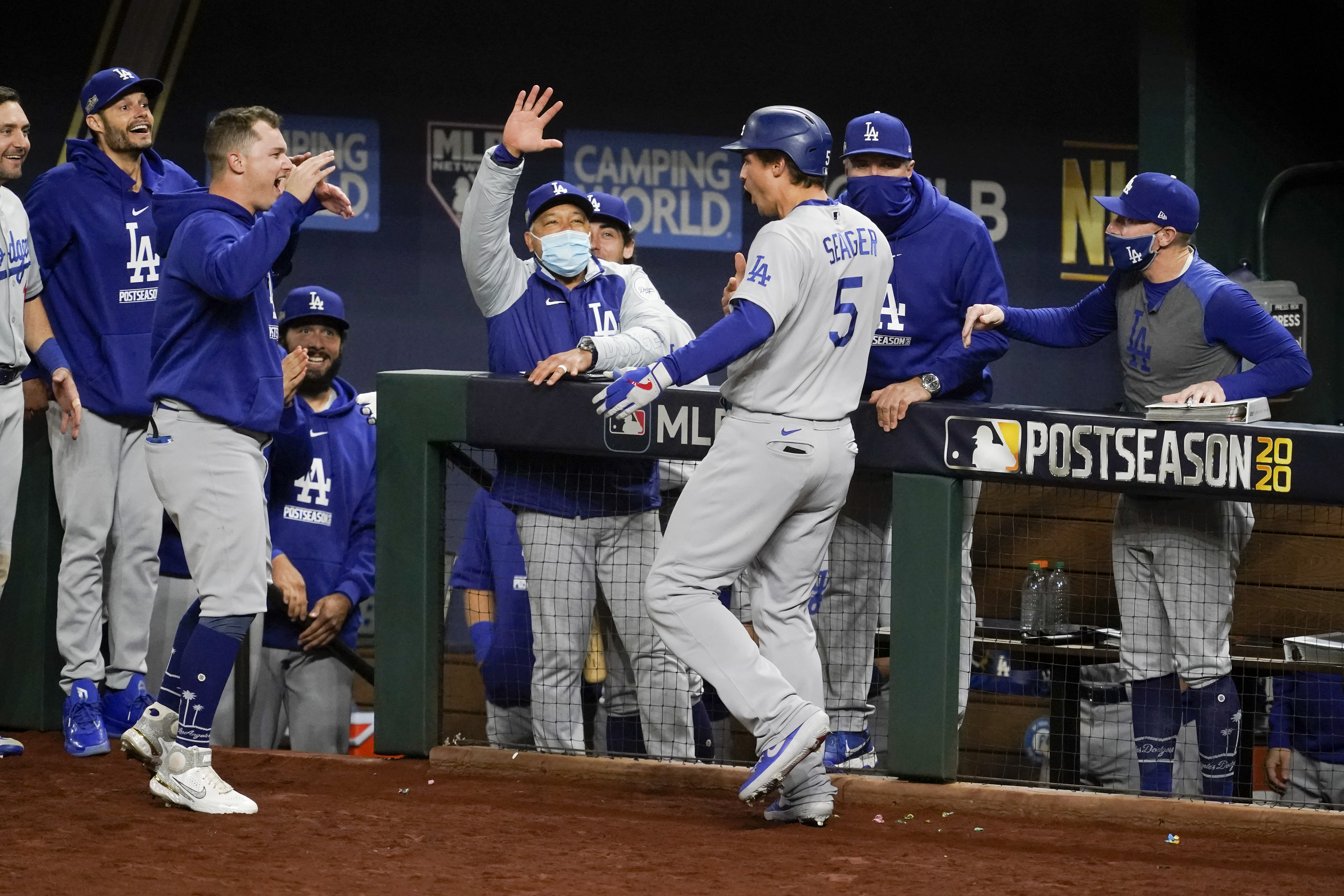 Corey Seager 2 run Home Run Game 2 of the 2017 World Series Photo