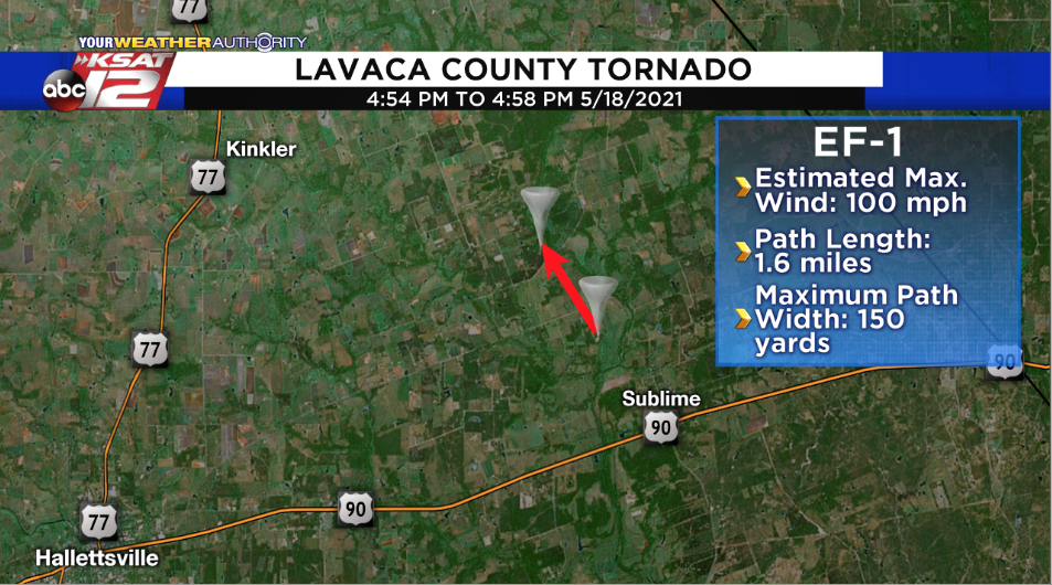 Confirmed tornado east of Hallettsville on May 18 captured on video