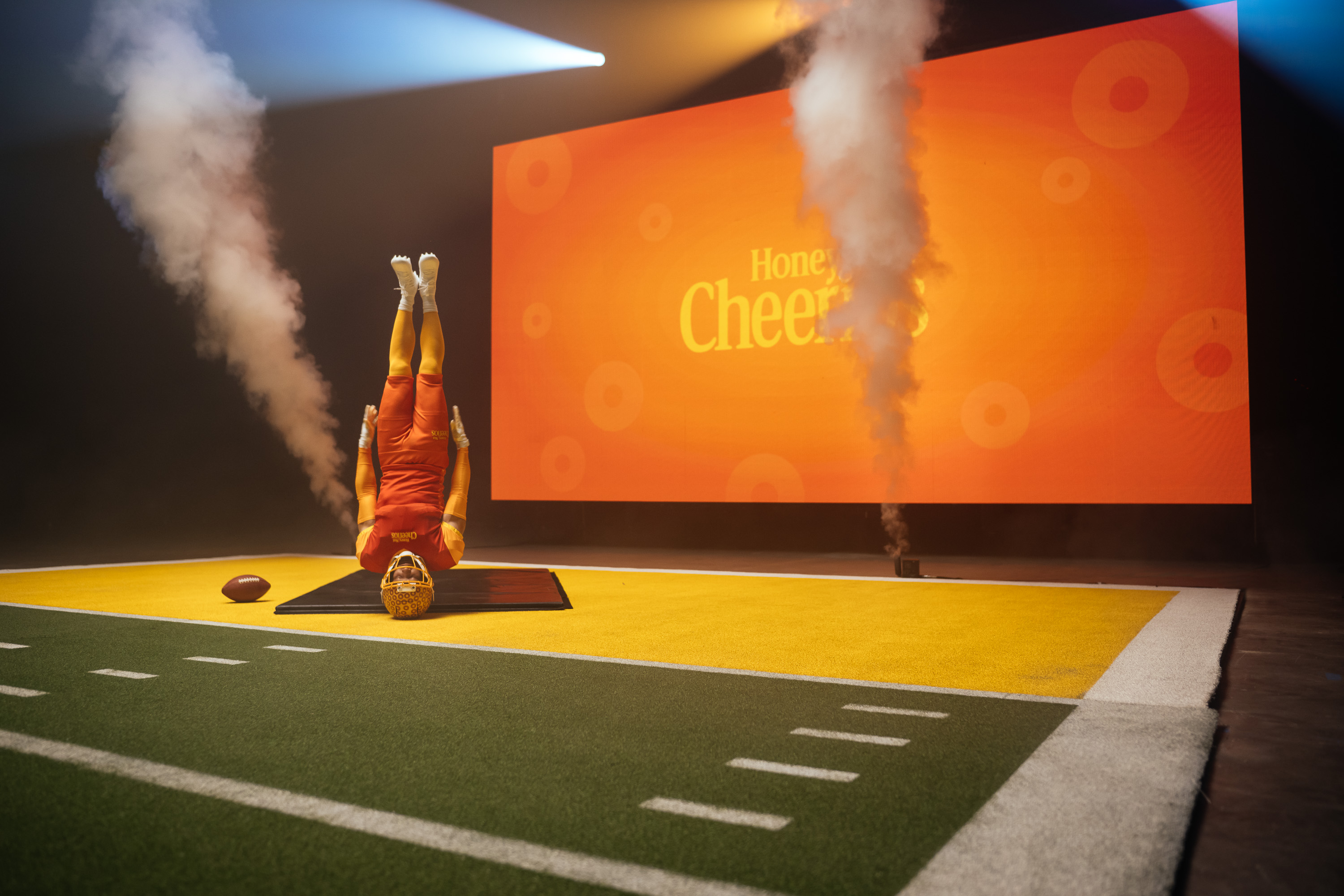 Detroit Lions' Amon-Ra St. Brown flips onto Honey Nut Cheerios box