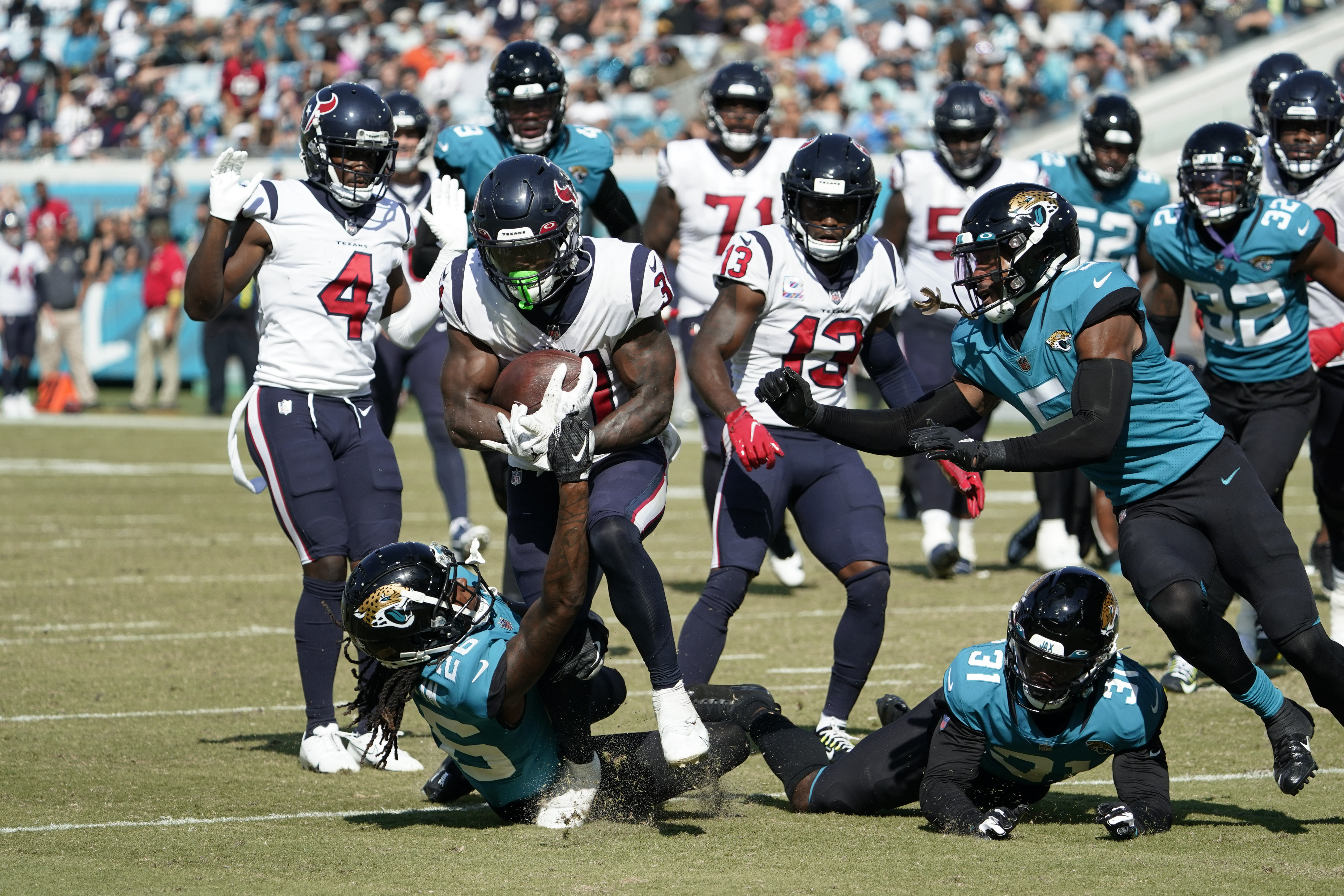 Houston Texans running back Dameon Pierce (31) during an NFL preseason  football game against the New Orleans Saints, Sunday, Aug. 27, 2023, in New  Orleans. (AP Photo/Tyler Kaufman Stock Photo - Alamy