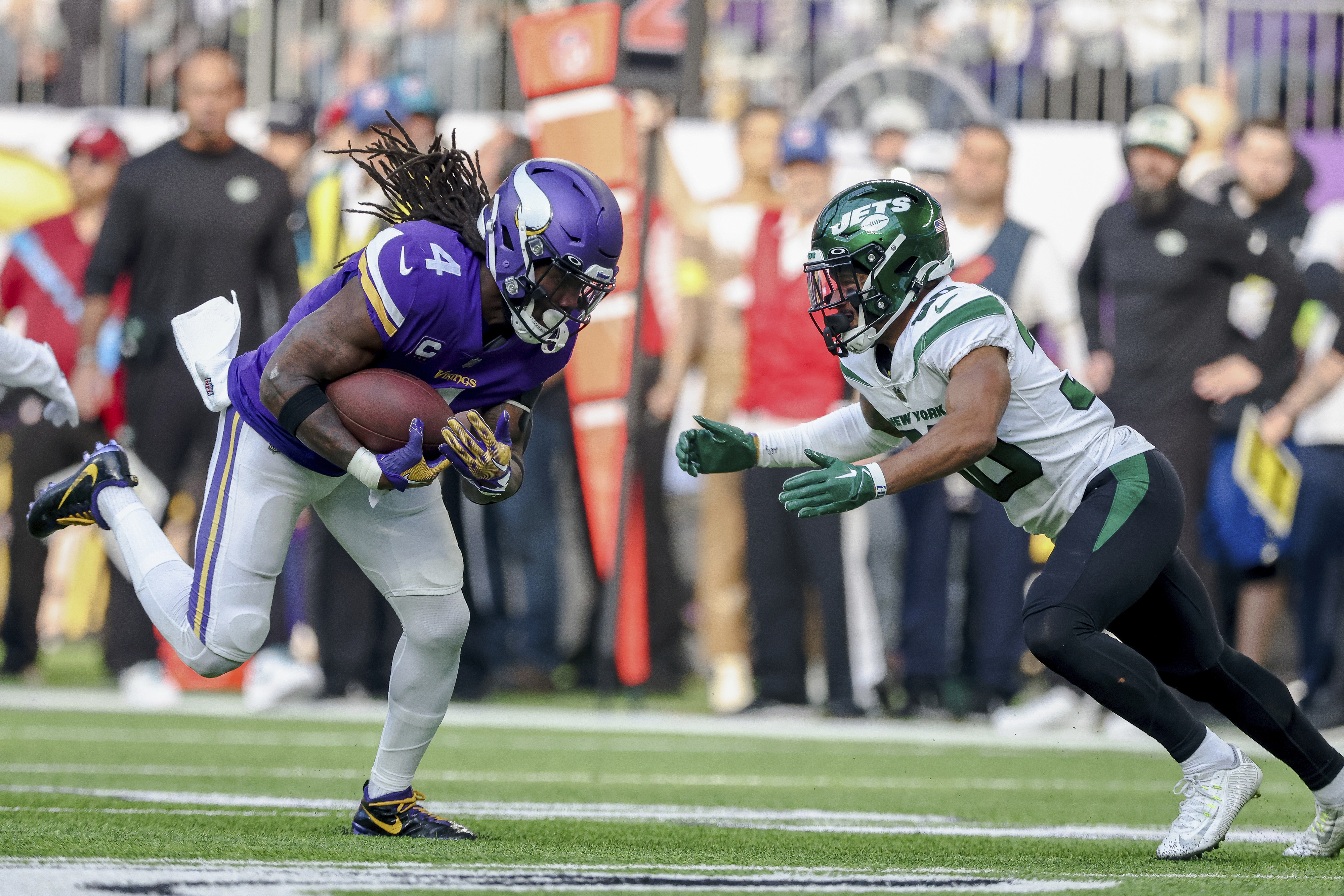 New York Jets cornerback Michael Carter II (30) against the