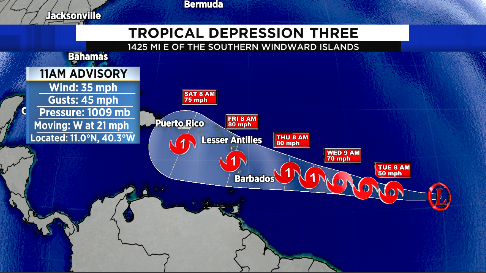 Tropical Storm Bret forms in the Atlantic Ocean