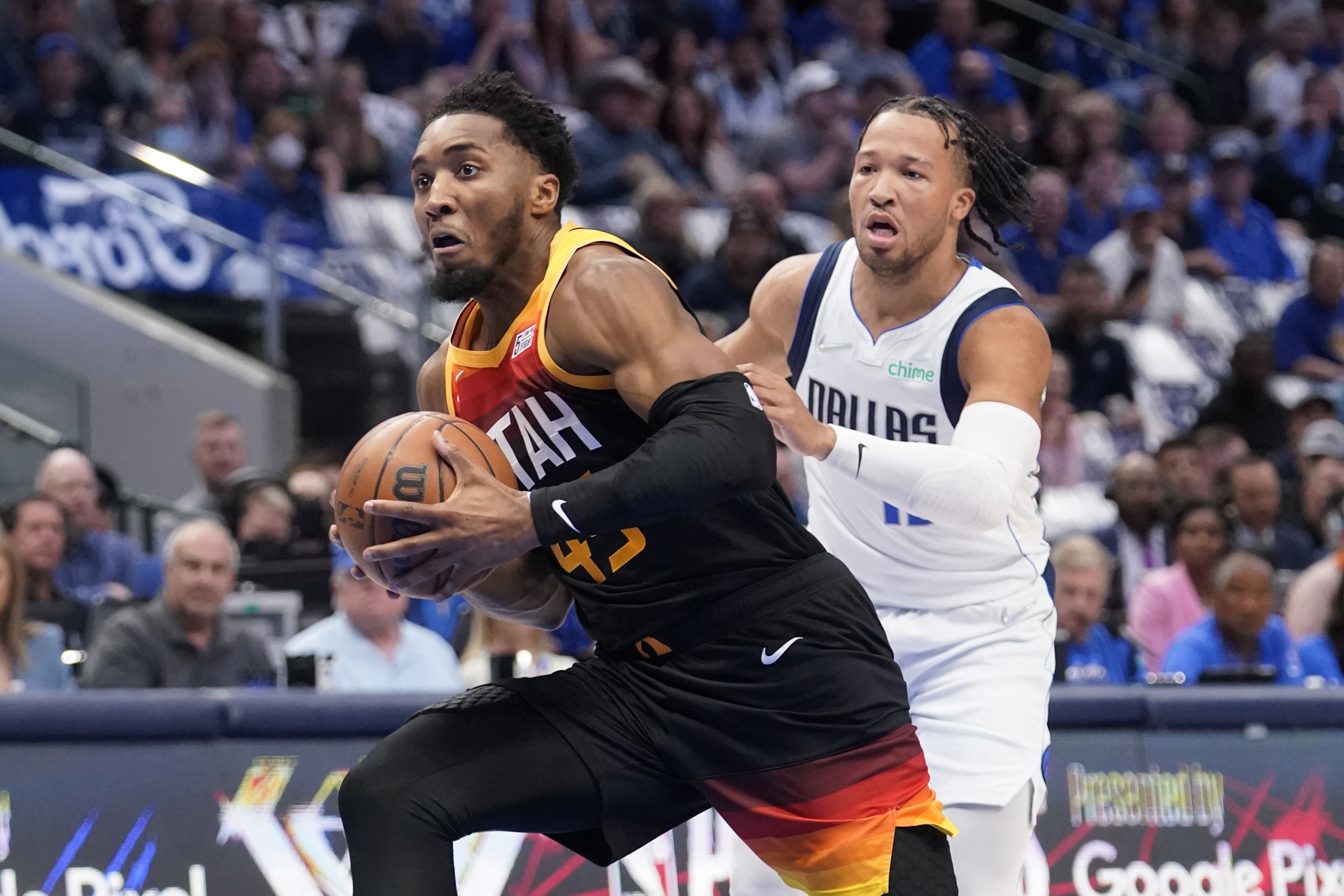 Luka Doncic Dallas Mavericks Unsigned 2022 NBA Playoffs Round One Block  Versus Jazz Photograph