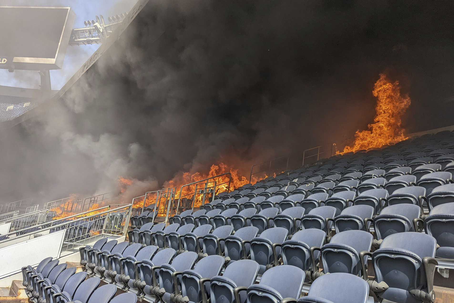 Denver Broncos stadium fire torches seats, suite area