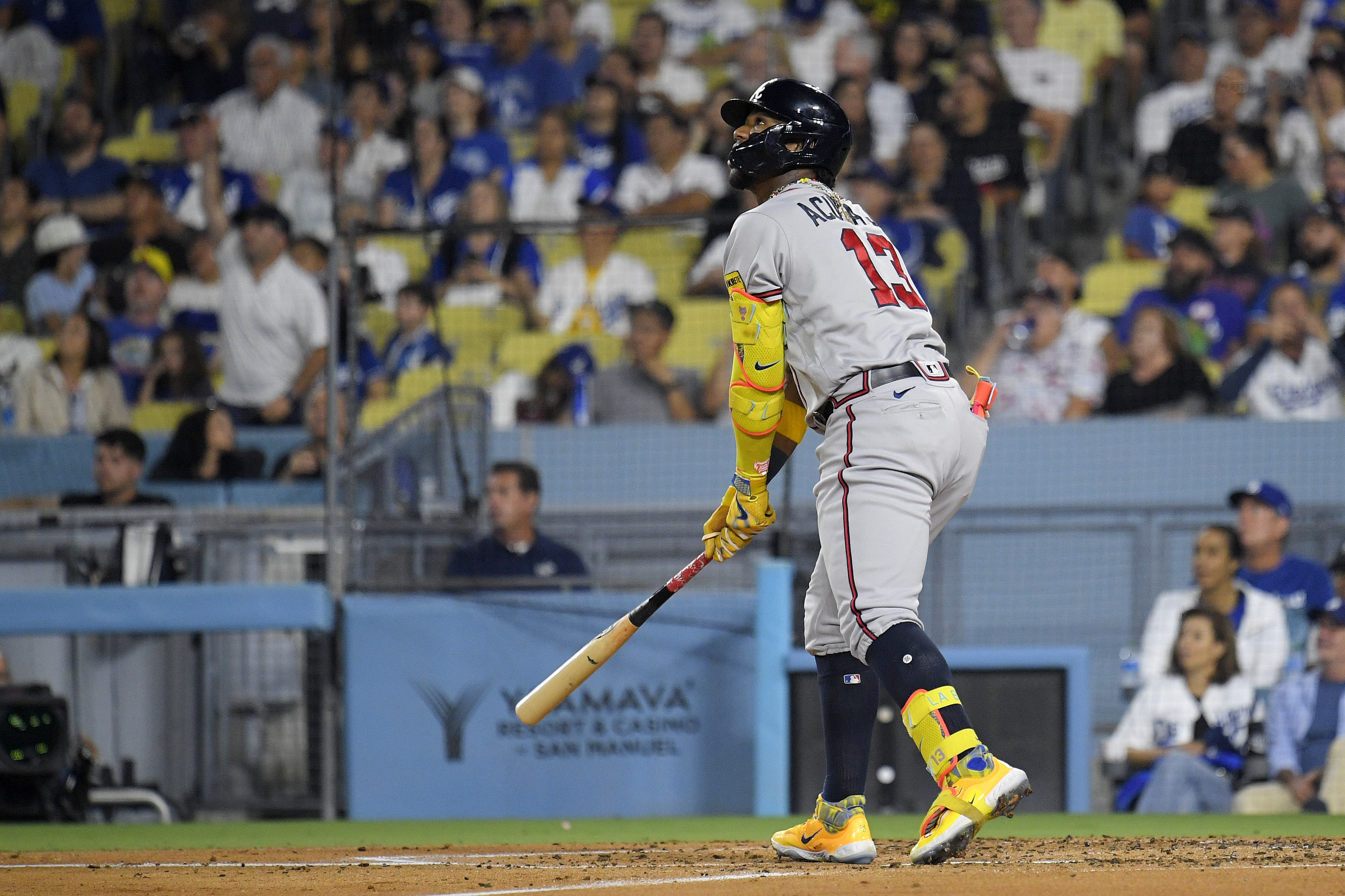 Acuña homers again and steals another base, Fried stifles Dodgers