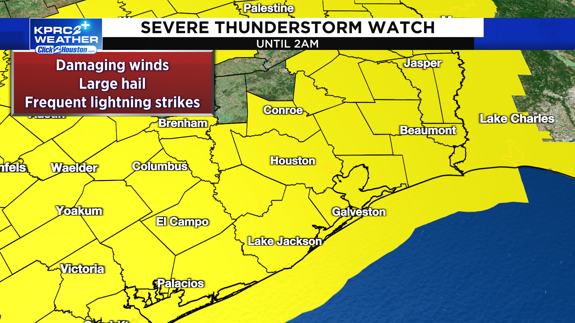 Severe thunderstorm watch until 2AM