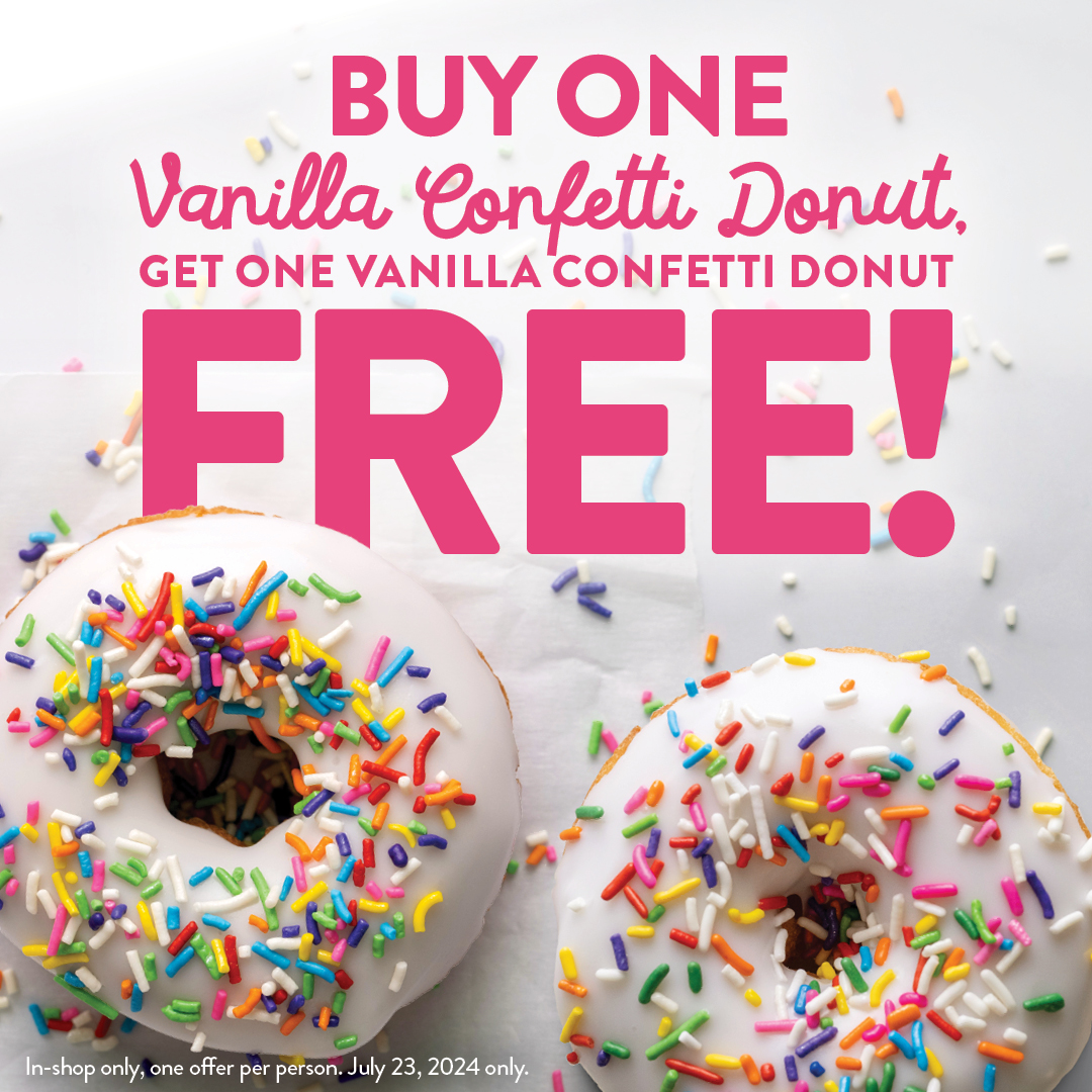 Duck Donuts offering a buy-one-get-one-free offer on July 23