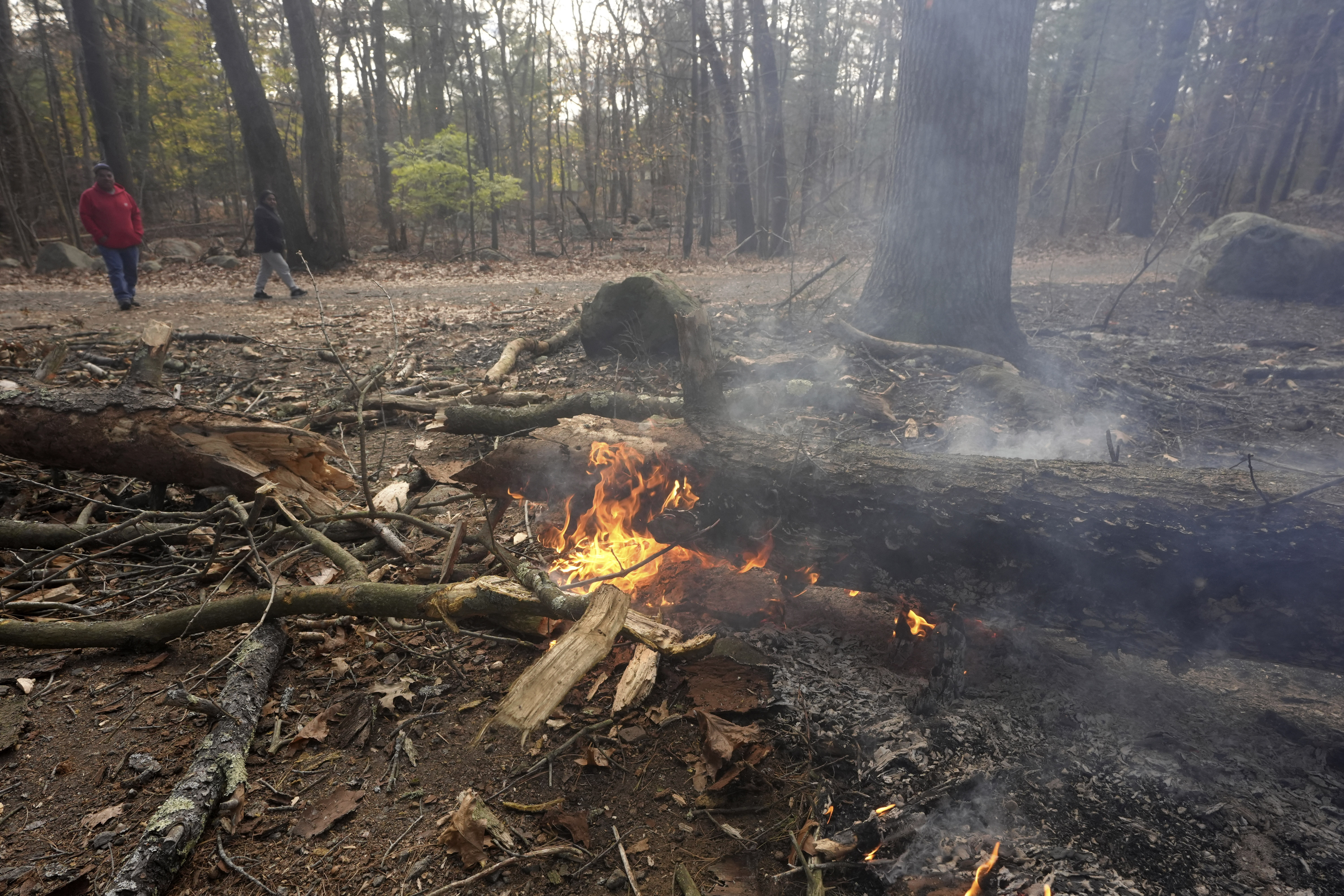 Fire crews on both US coasts battle wildfires; 1 death in New York