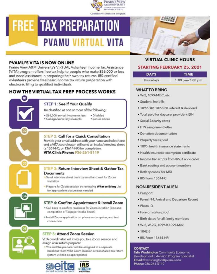 Free Federal Tax Prep This Is What You Need To Know How To Check Whether You Re Eligible For Pvamu S Assistance Program