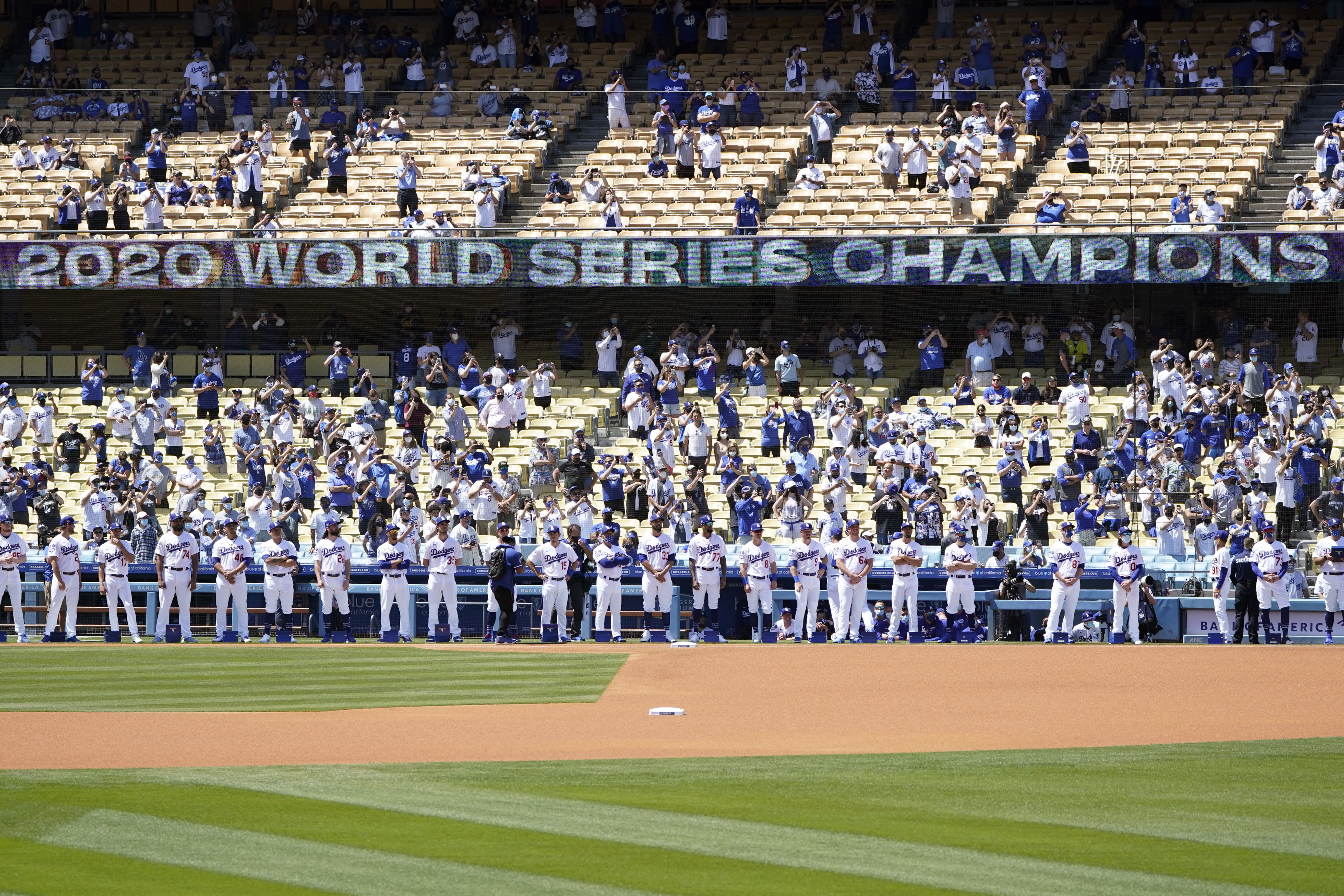 Dodgers Present Championship Rings, Raise Banner