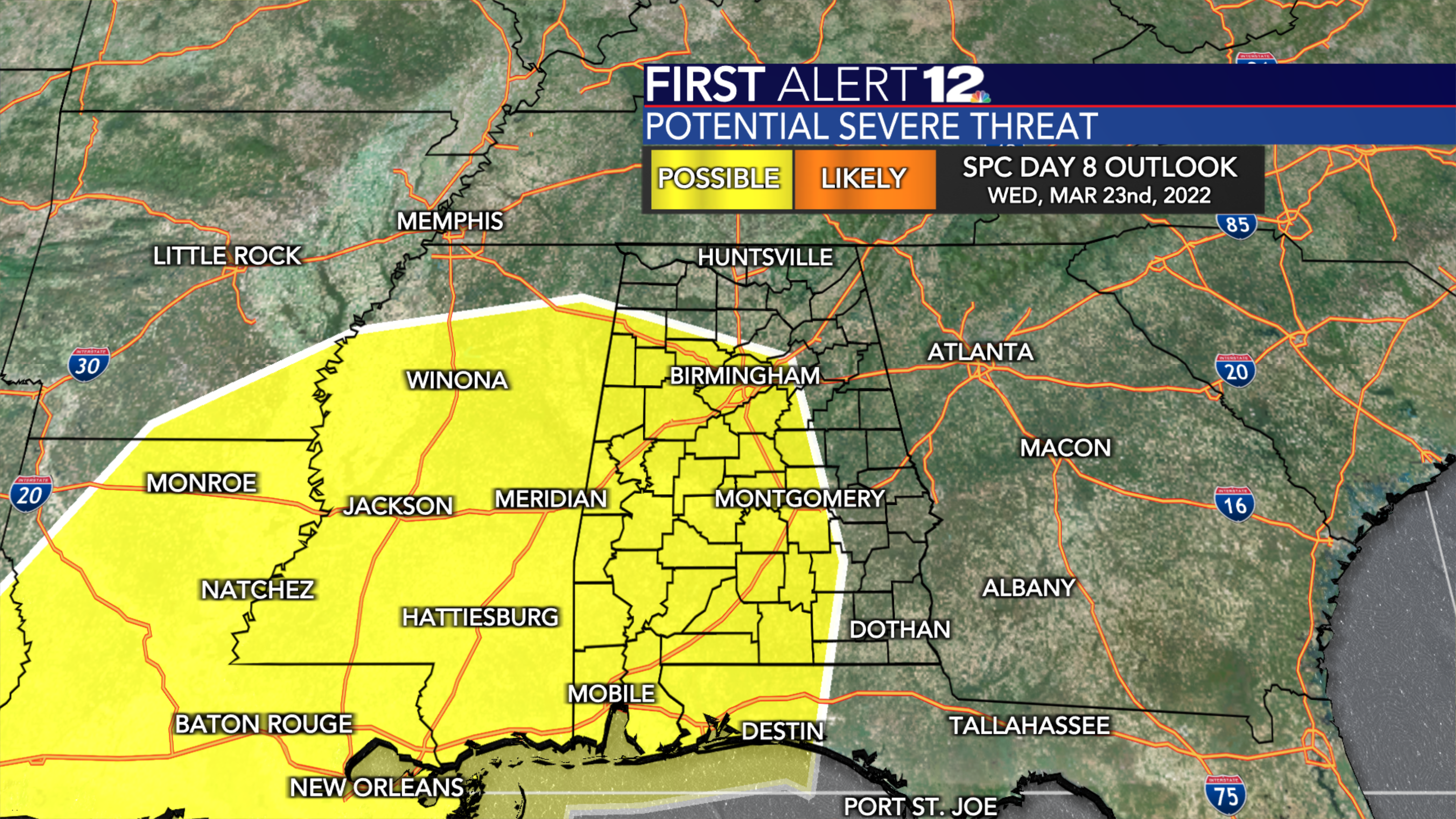 First Alert: Friday's storm bring a low end threat for severe weather