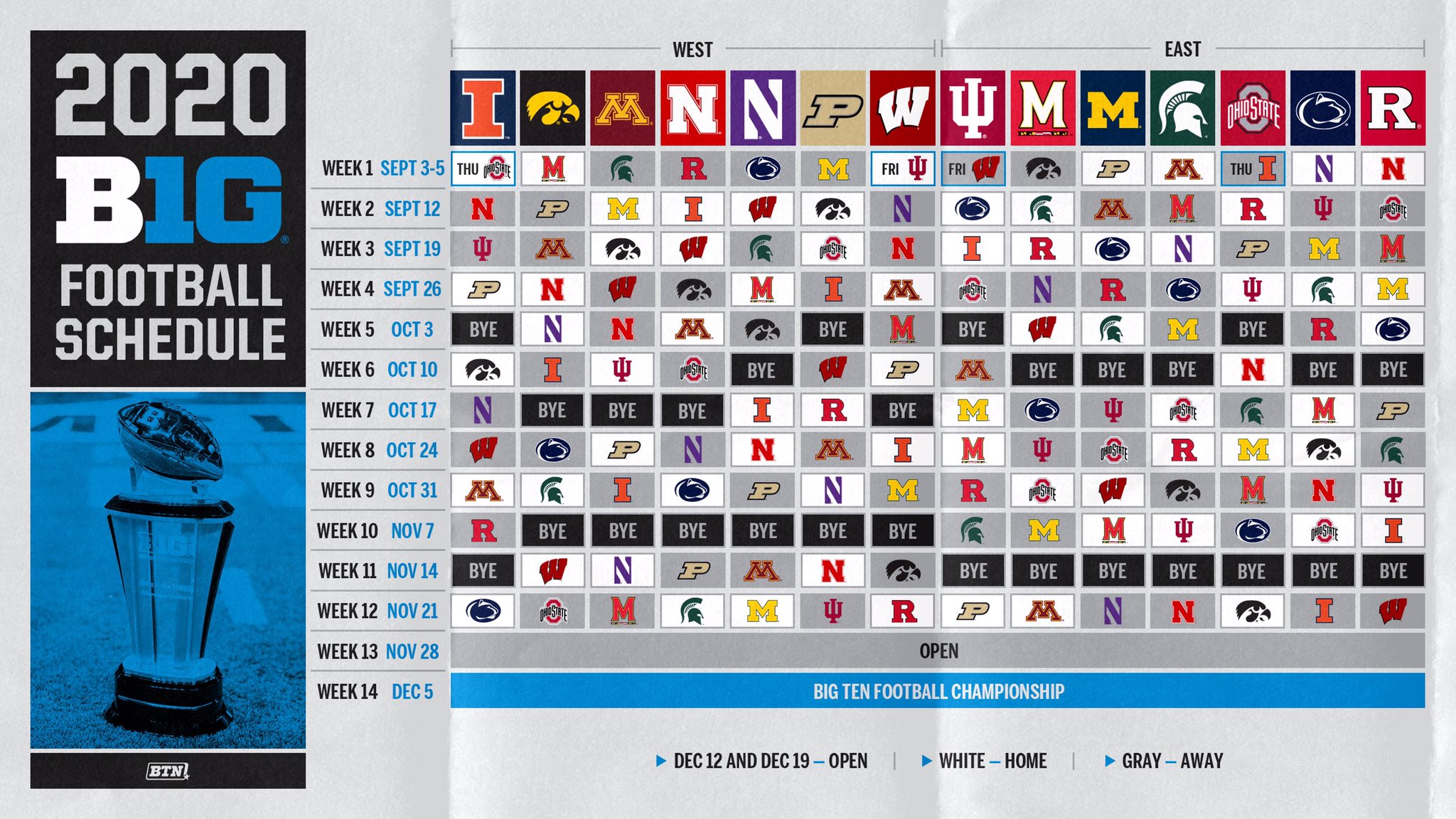 Inaugural 'Big Ten on CBS' college football schedule announced