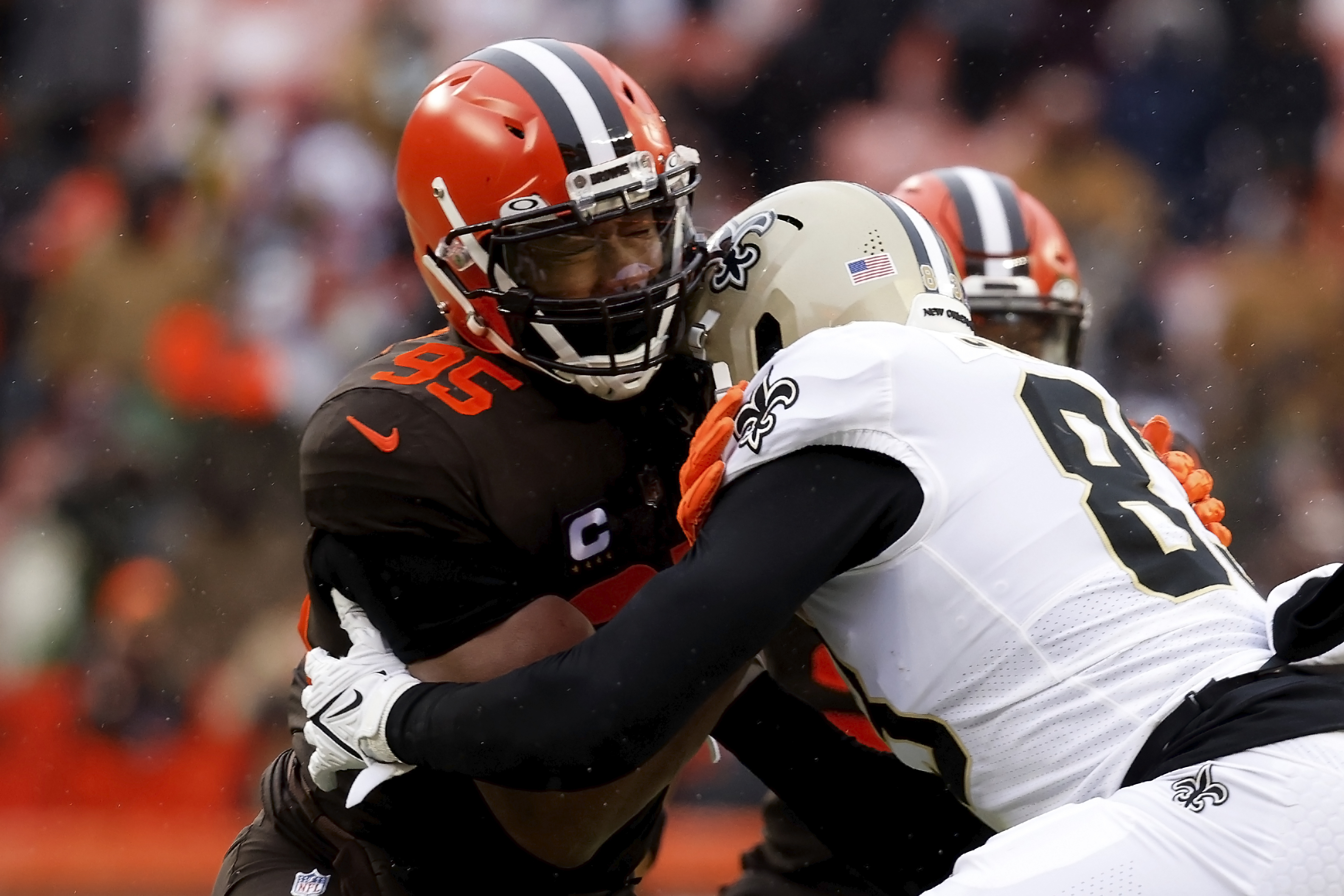 CLEVELAND, OH - DECEMBER 24: Cleveland Browns quarterback Deshaun Watson  (4) looks to pass during the second quarter of the National Football League  game between the New Orleans Saints and Cleveland Browns