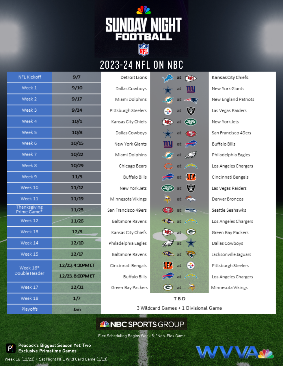 monday night football schedule 2020