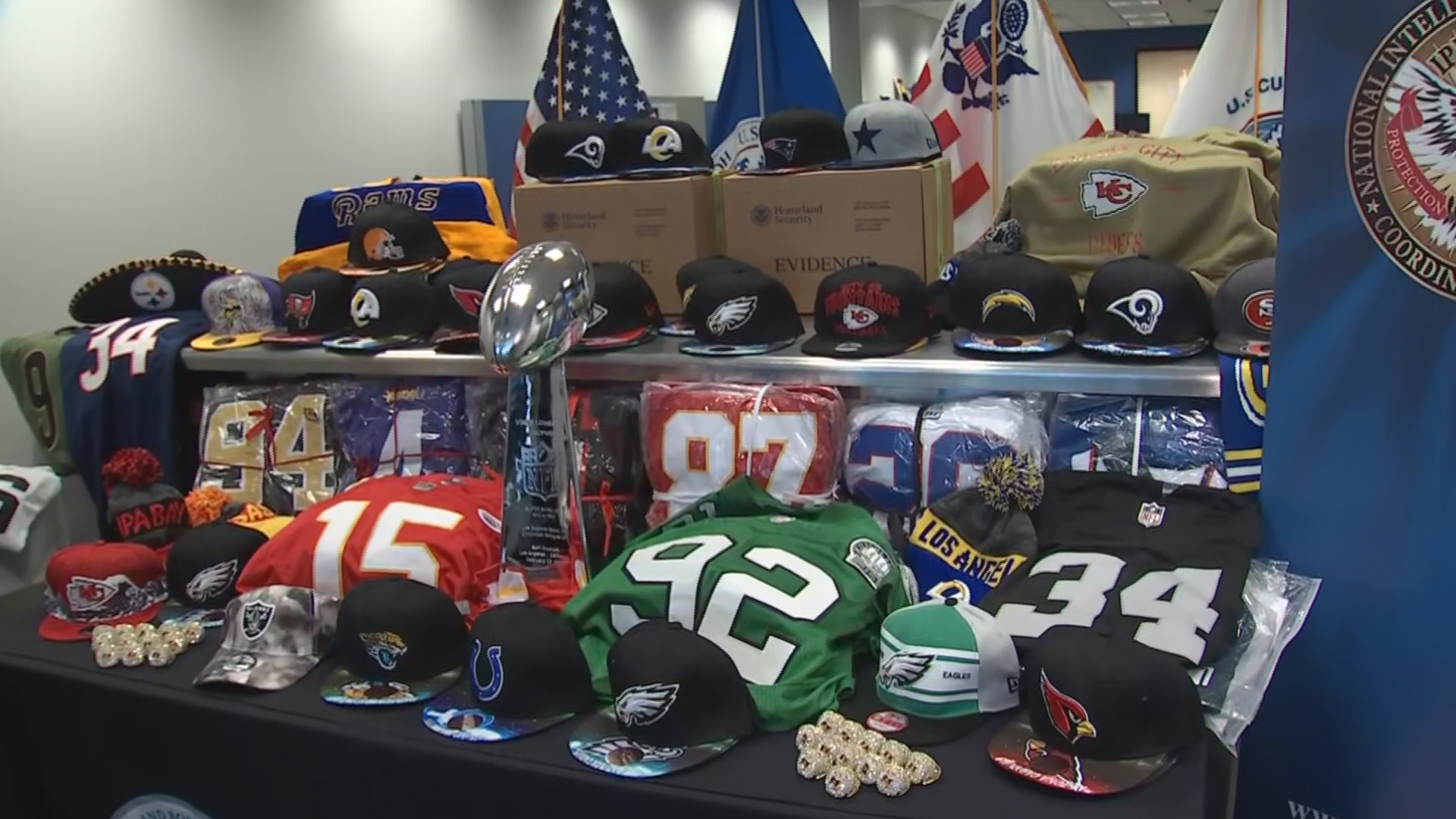 Federal agencies seize more than $19.5 million in fake NFL merchandise  during 'Operation Team Player'