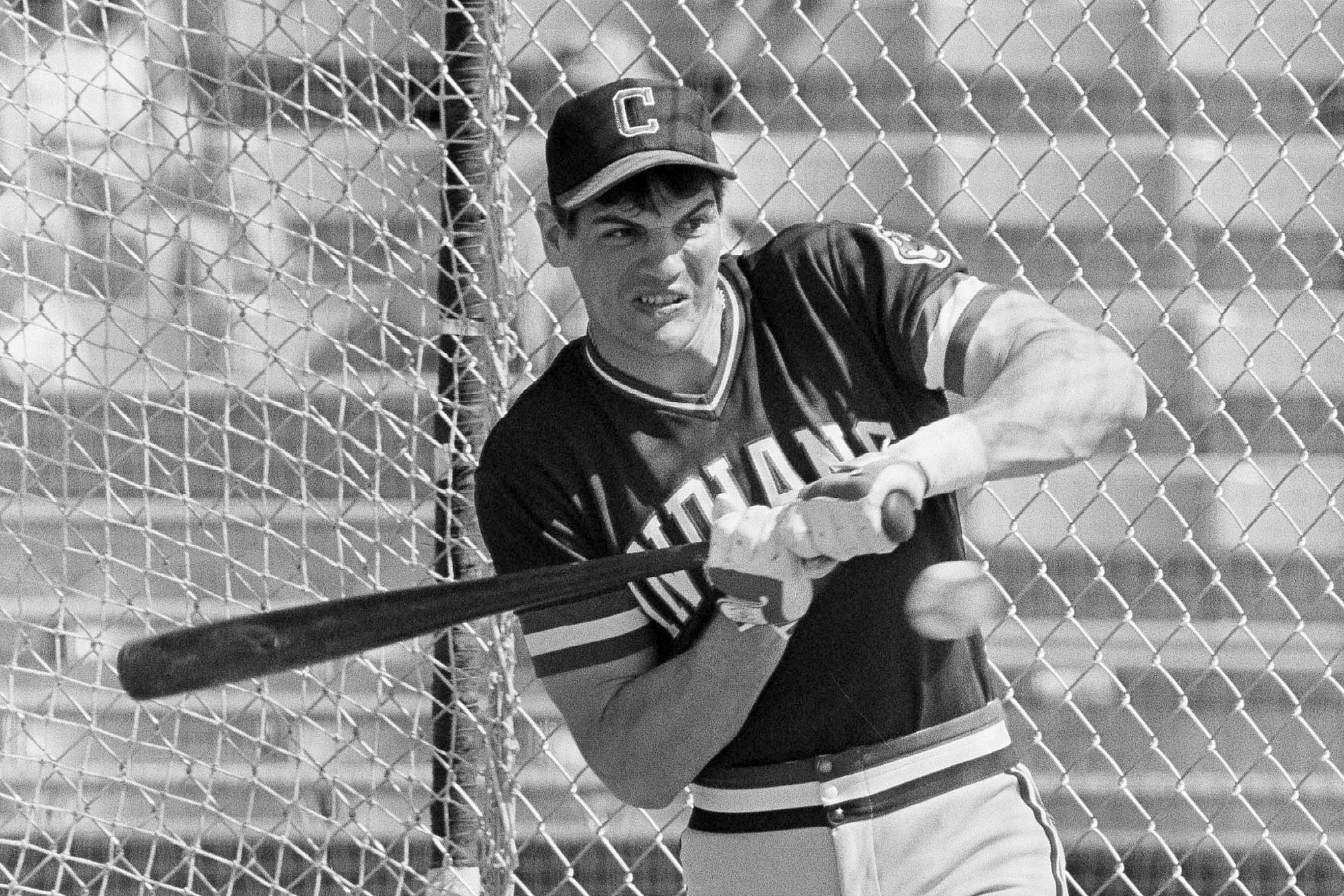 Cleveland Indians Joe Charboneau with fan club president Dale