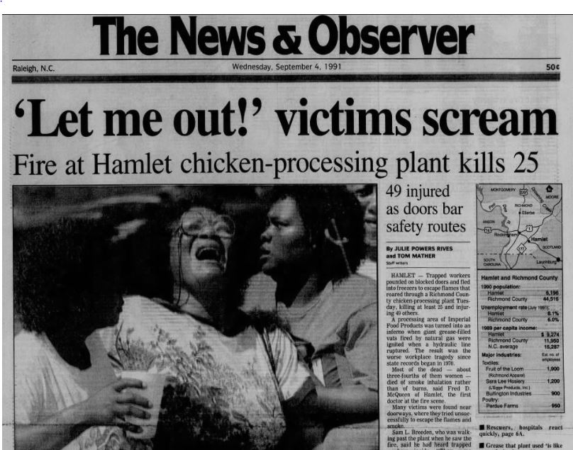 Reporter Notebook: Steve Crump remembers 1991s deadly chicken plant fire  tragedy in Hamlet, North Carolina
