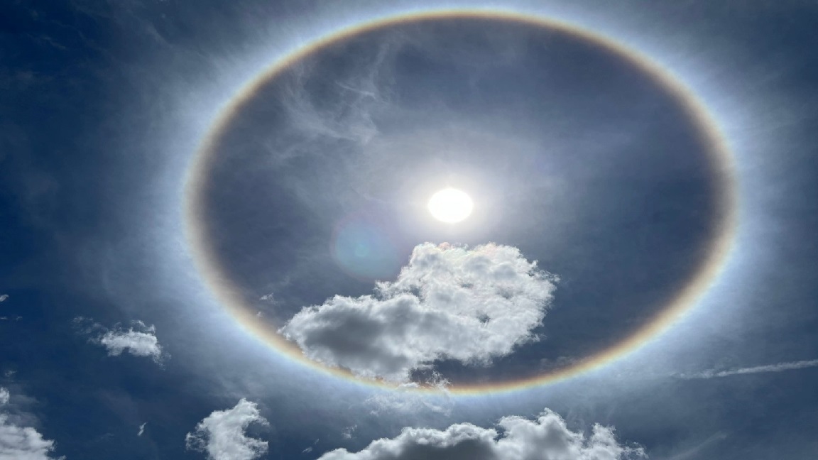 Rare 22 Degree Circular Sun Halo spotted in Hyderabad Today