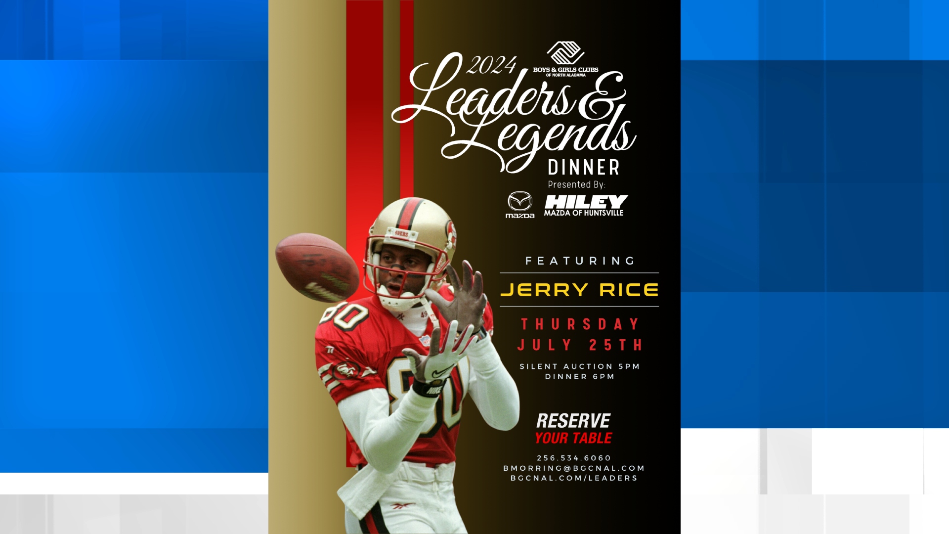 Legendary NFL wide receiver Jerry Rice announced as Leaders & Legends  Dinner guest