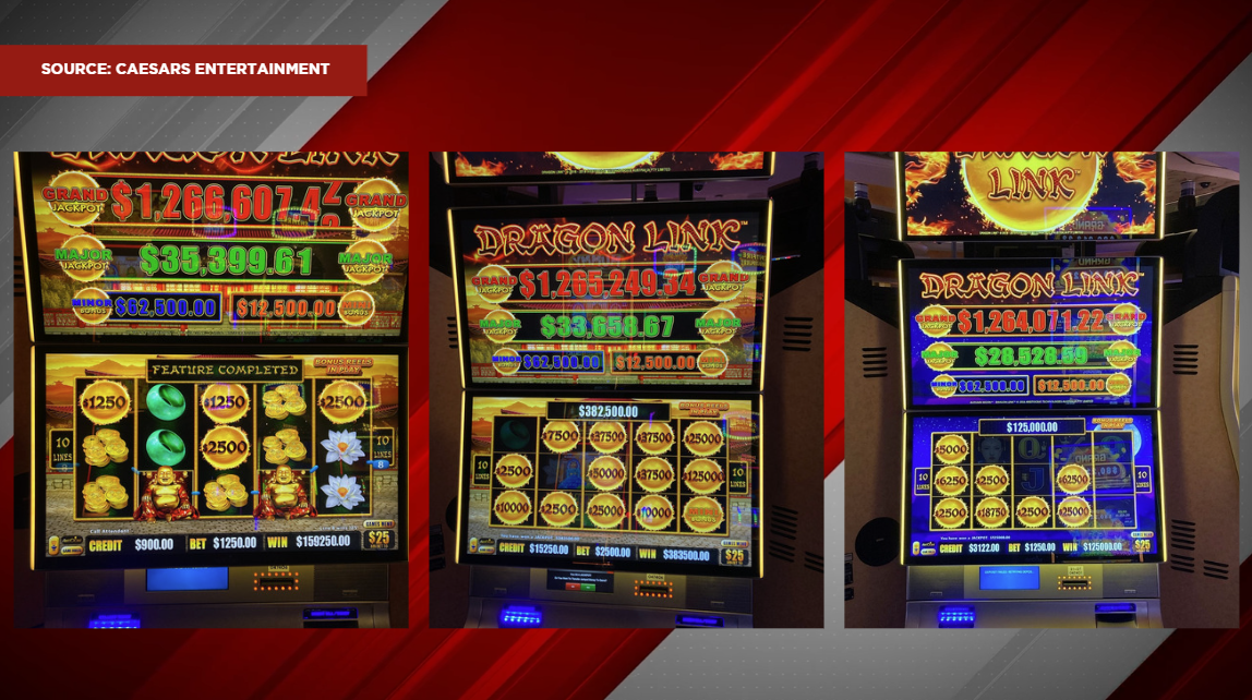 Three slot jackpots totaling to $660k won by guest at Caesars Palace