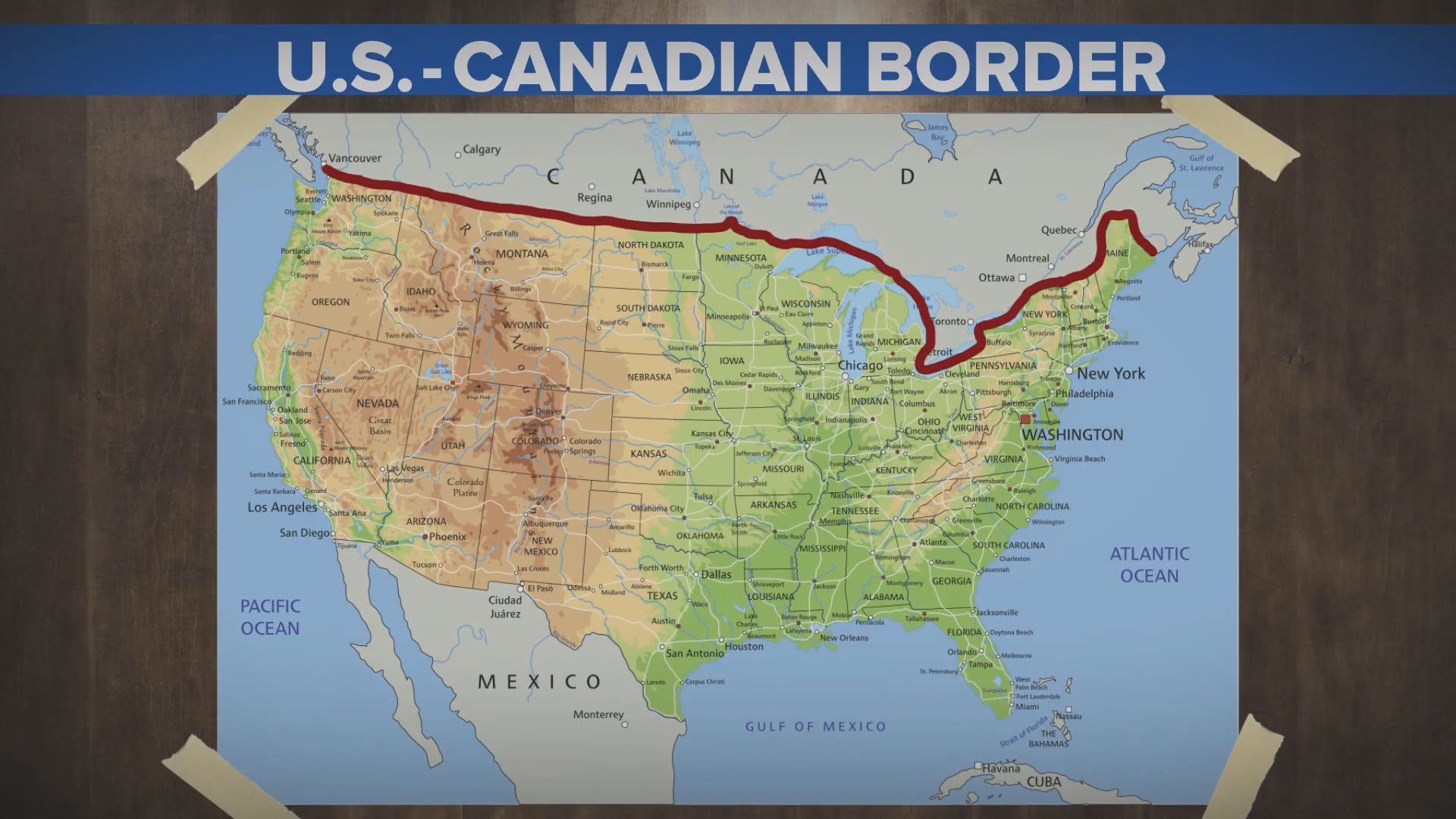 Drab Map Of Canada And Usa Border States Free Vector - Kodeposid