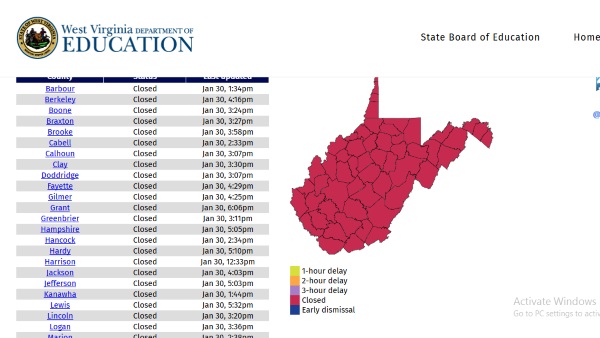 School closed Thursday in all 55 W.Va. counties