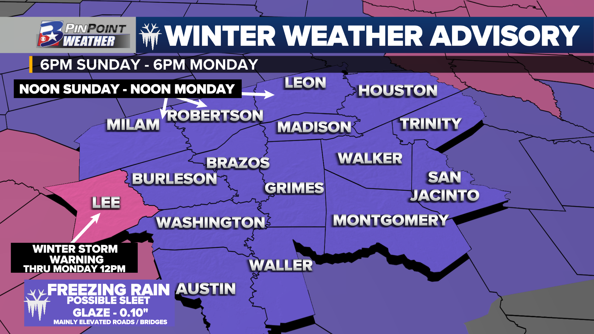 WINTER WEATHER ADVISORY issued for the Brazos Valley