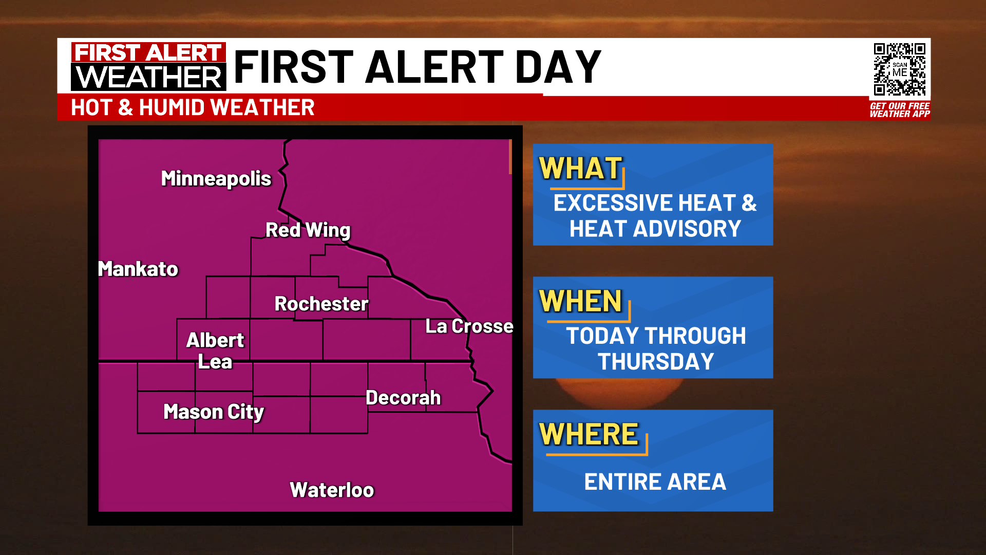 First Alert Days Today and Thursday Heat index values in triple