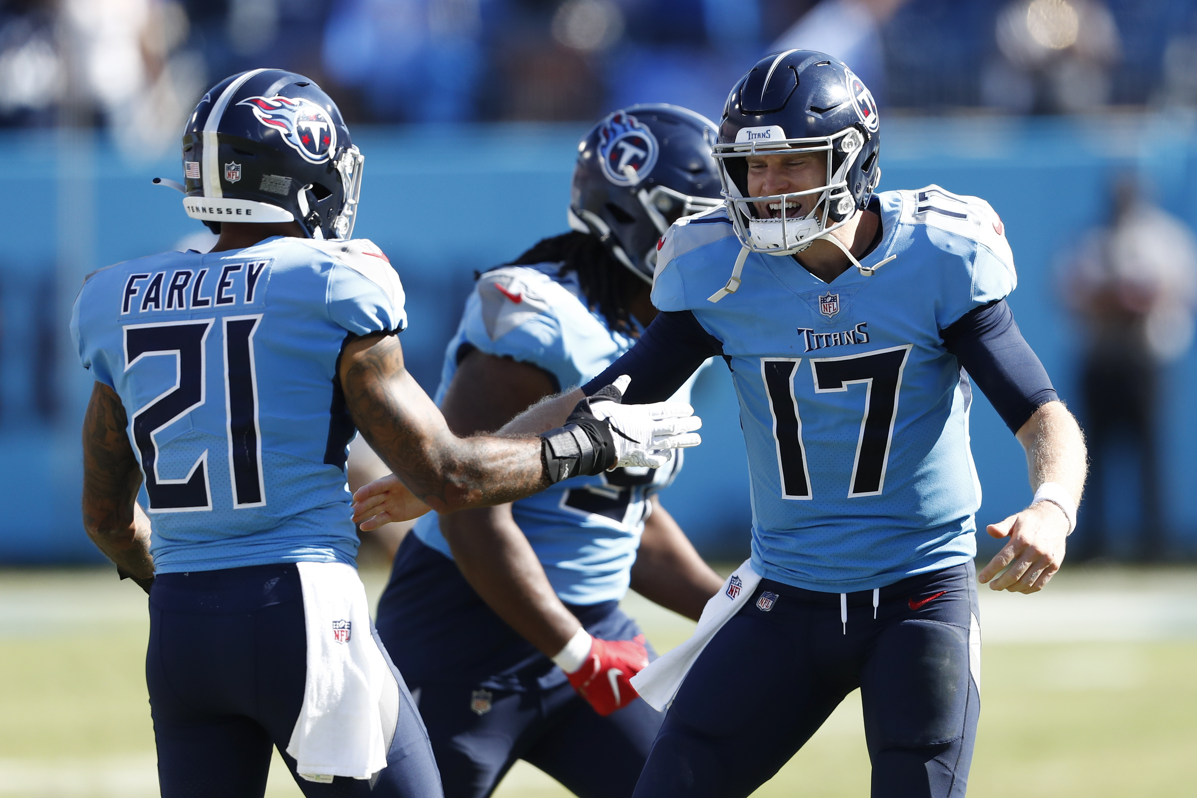 Tannehill scores 4 TDs as depleted Titans beat Bills 42-16