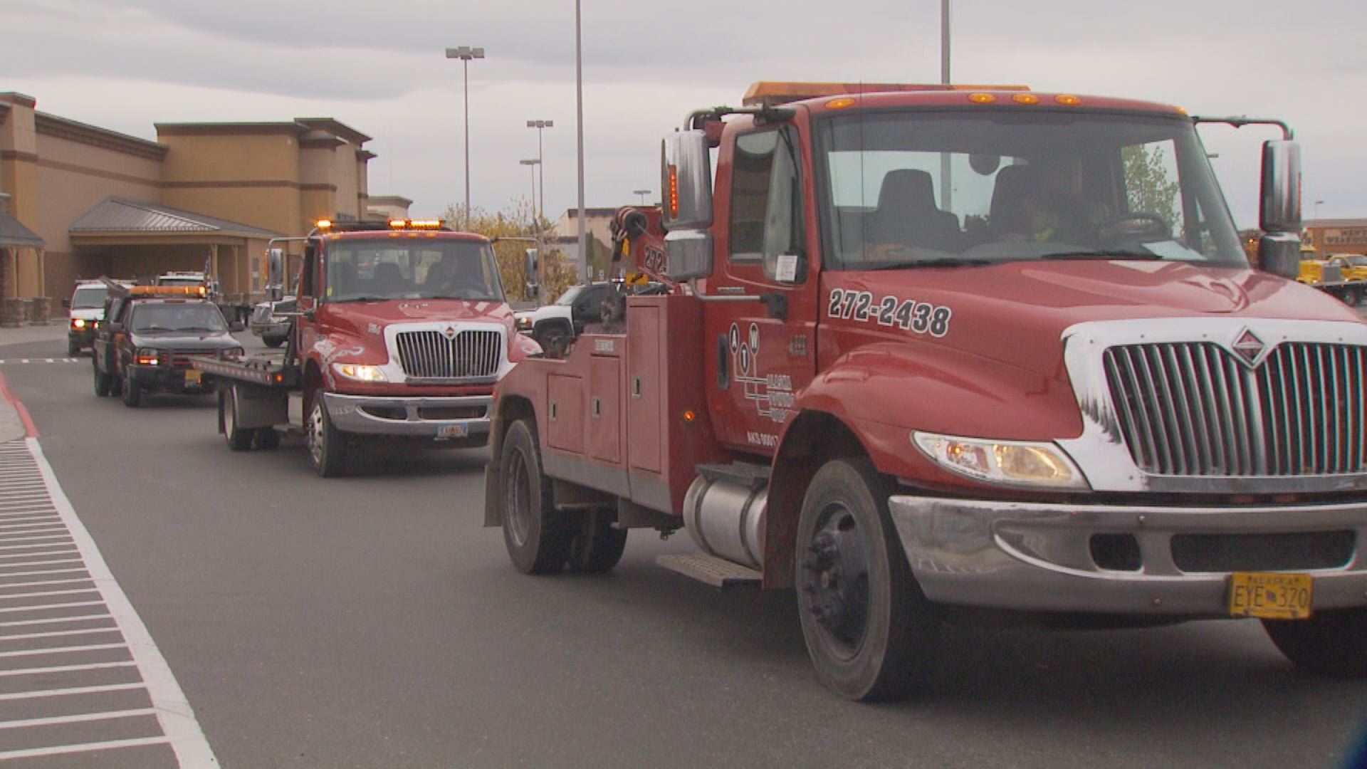 Tow truck procession pays tribute to motorcycle accident victim