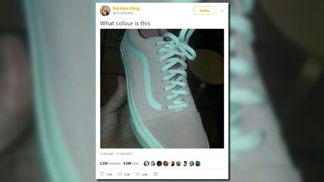 Shoe color post goes viral; Teal and 