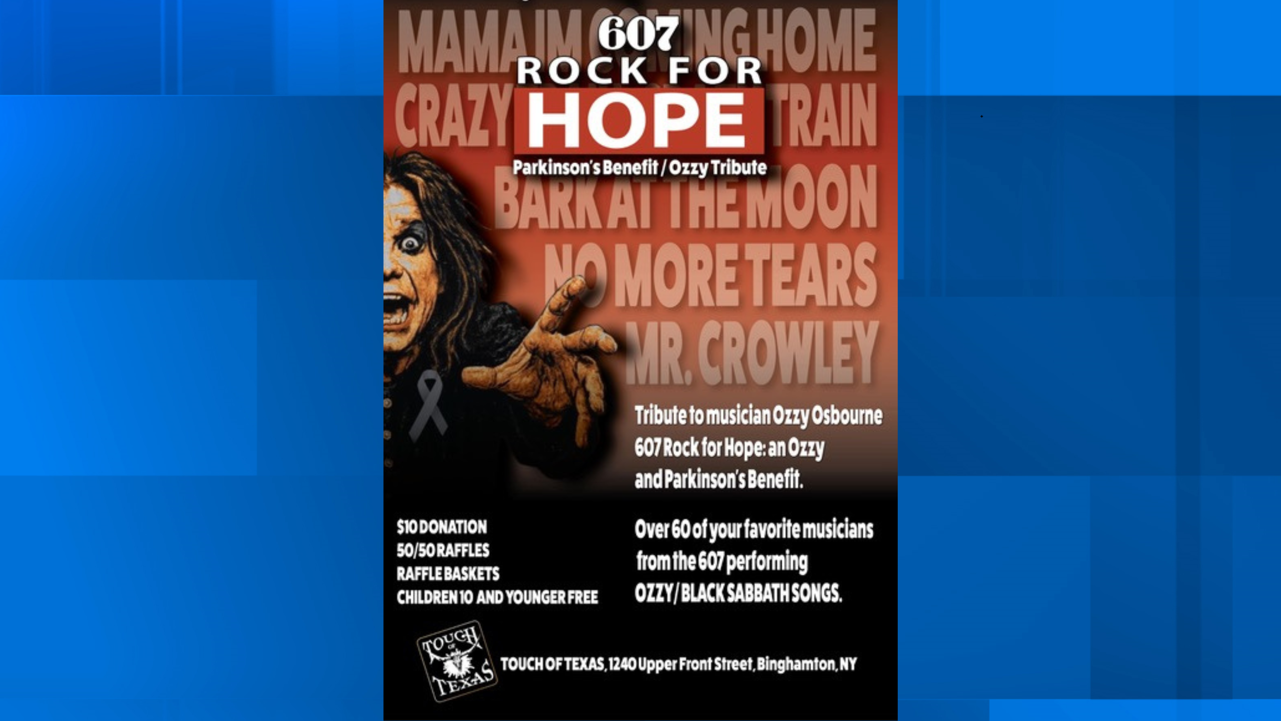 607 Rock for Hope to host a Parkinson's benefit and Ozzy Osbourne