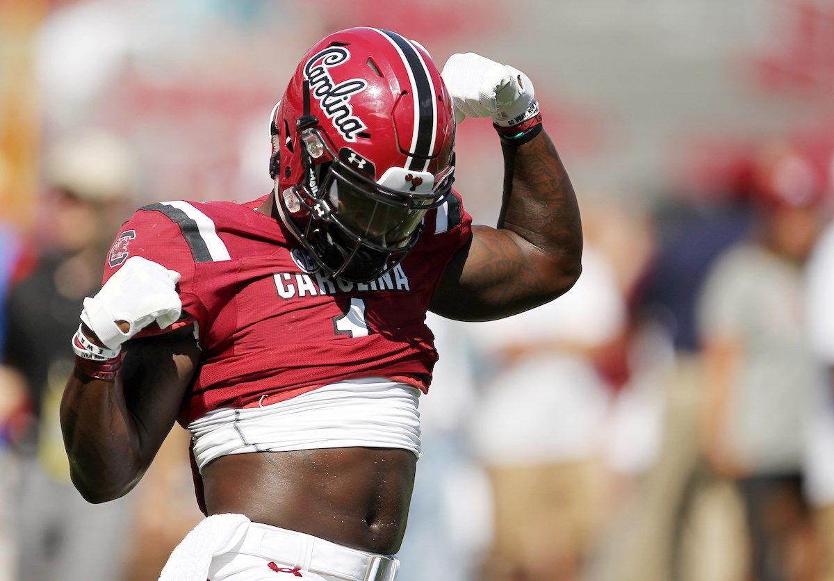 DEEBO SAMUEL SIGNED SOUTH CAROLINA GAMECOCKS #1 GARNET JERSEY