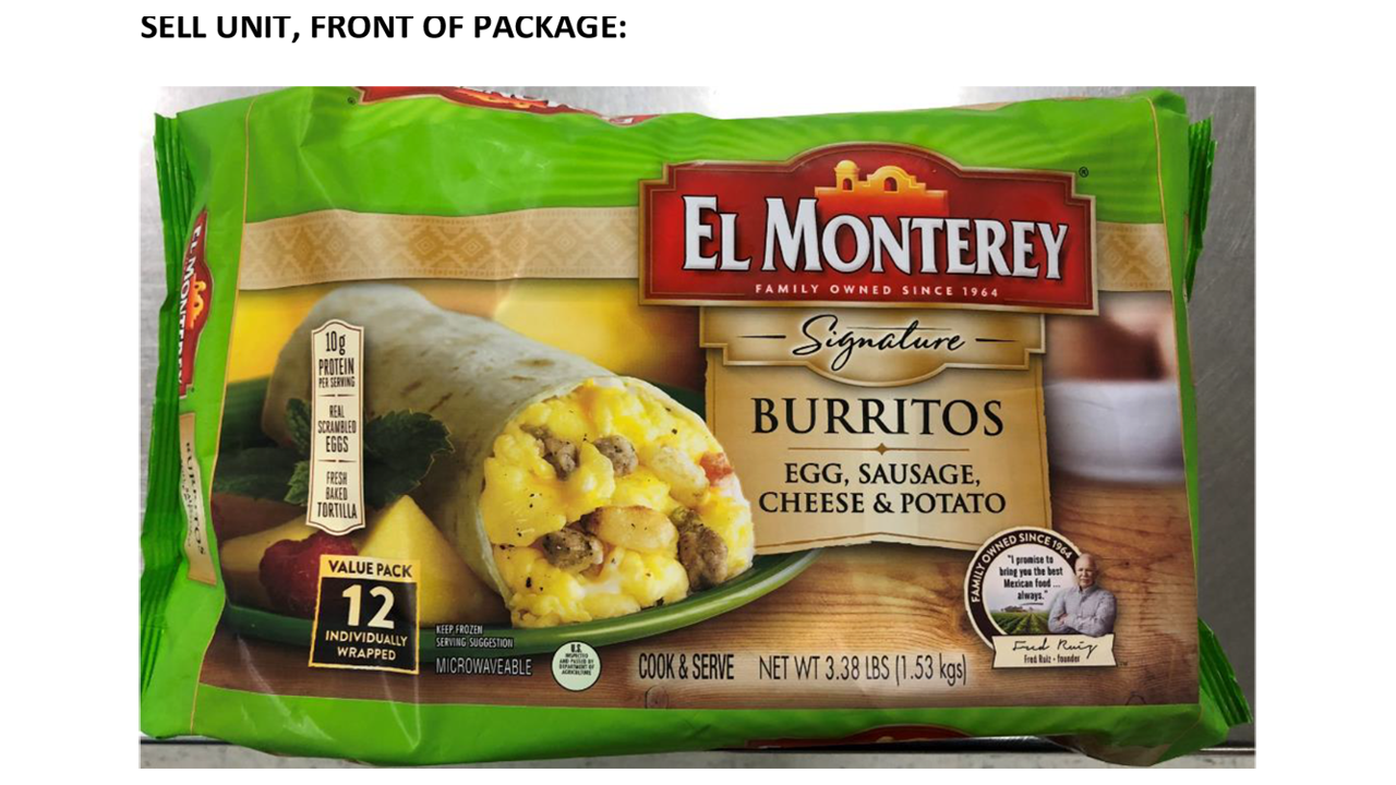 El Monterey Breakfast Wraps, 1.79 kg