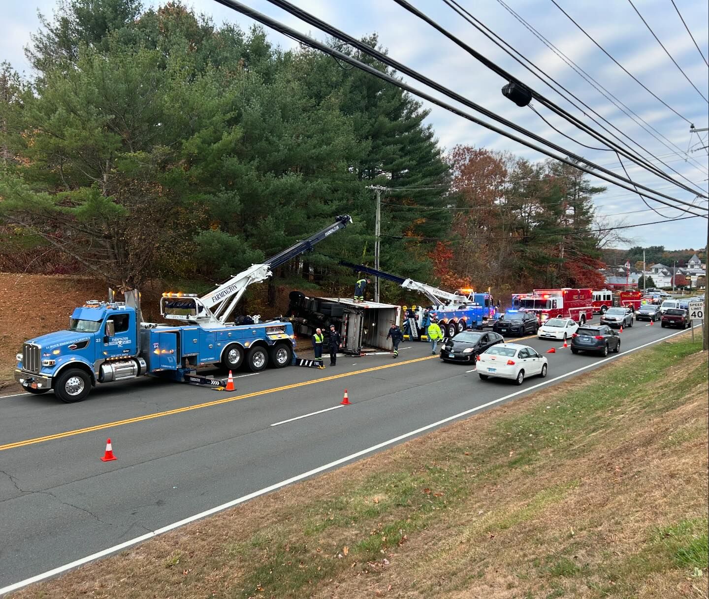 Box truck rollover crash on Rt. 44 in Canton; 1 injured